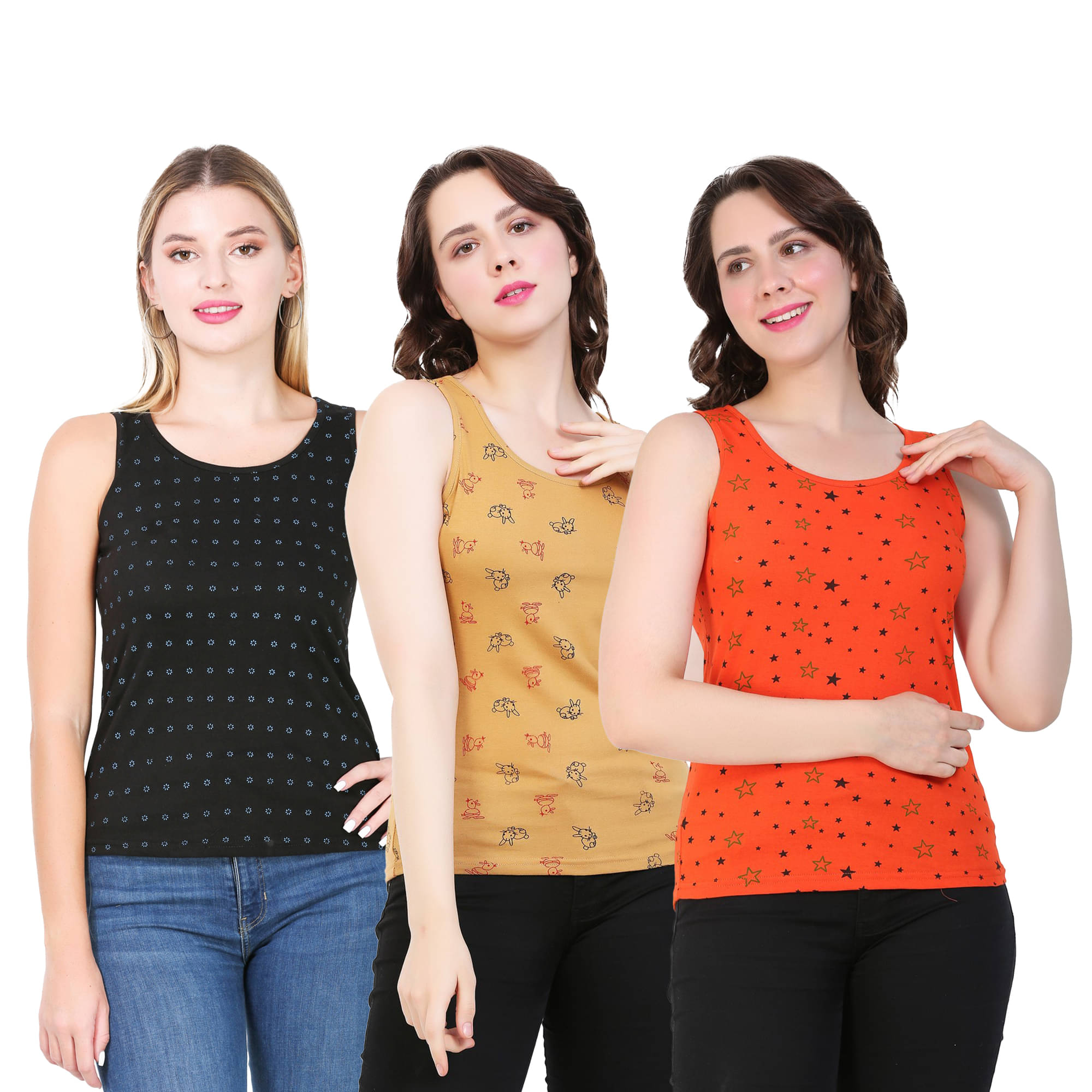 Myo Women's Cotton Tank Top ( Multi Color )     			Myo Women's Cotton Tank Top ( Multi Color )