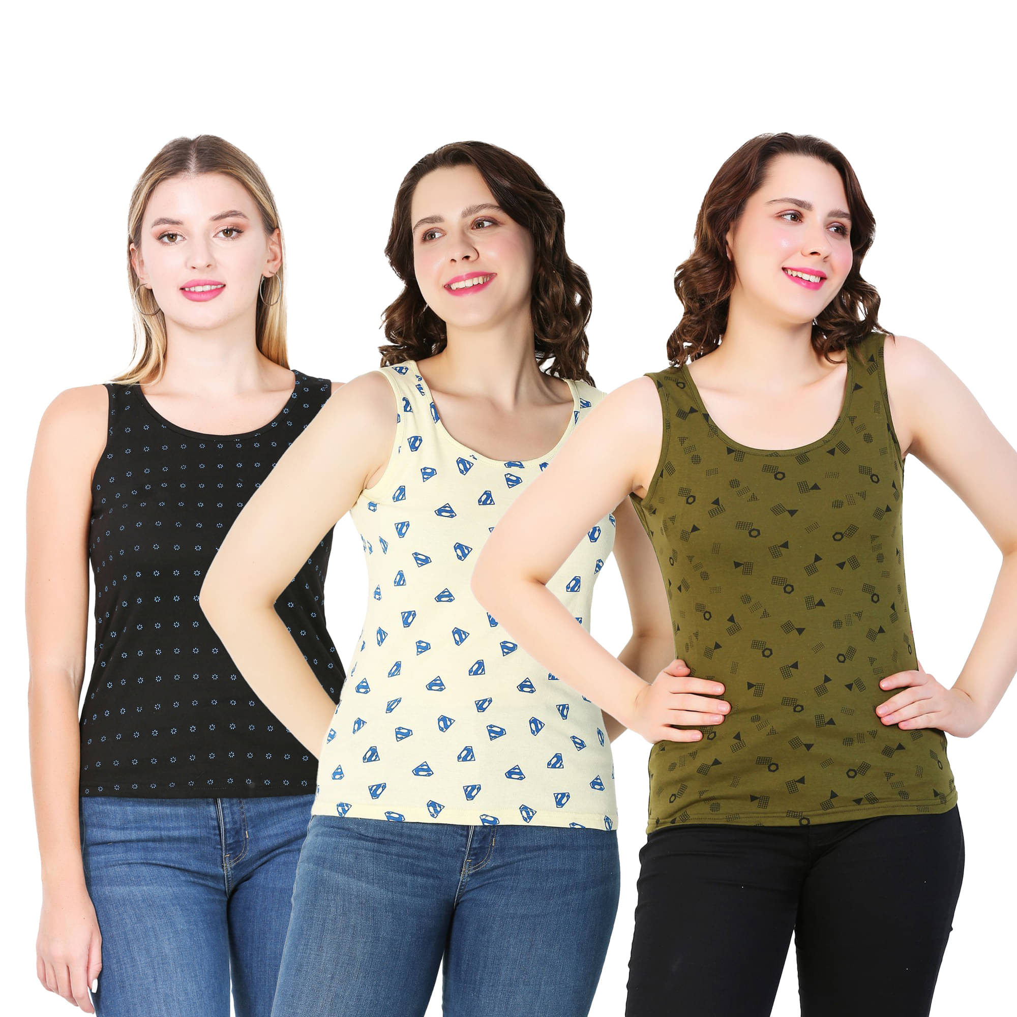     			Myo Women's Cotton Tank Top ( Multi Color )