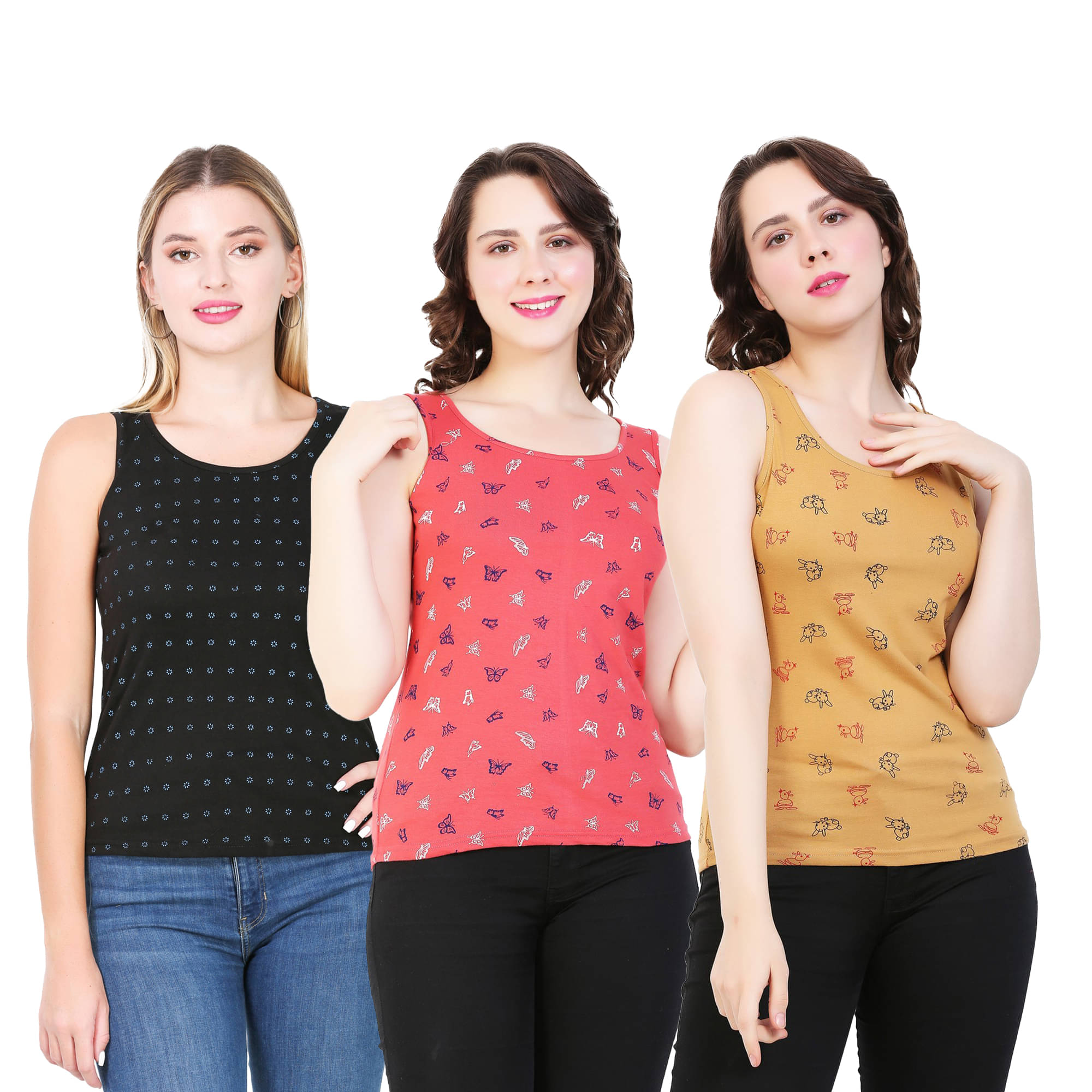     			Myo Women's Cotton Tank Top ( Multi Color )