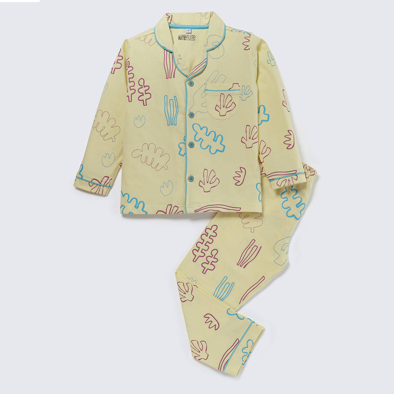 Nite Flite Pack of 1 Boys 100% Cotton Nightsuit Set ( Multicolor )     			Nite Flite Pack of 1 Boys 100% Cotton Nightsuit Set ( Multicolor )