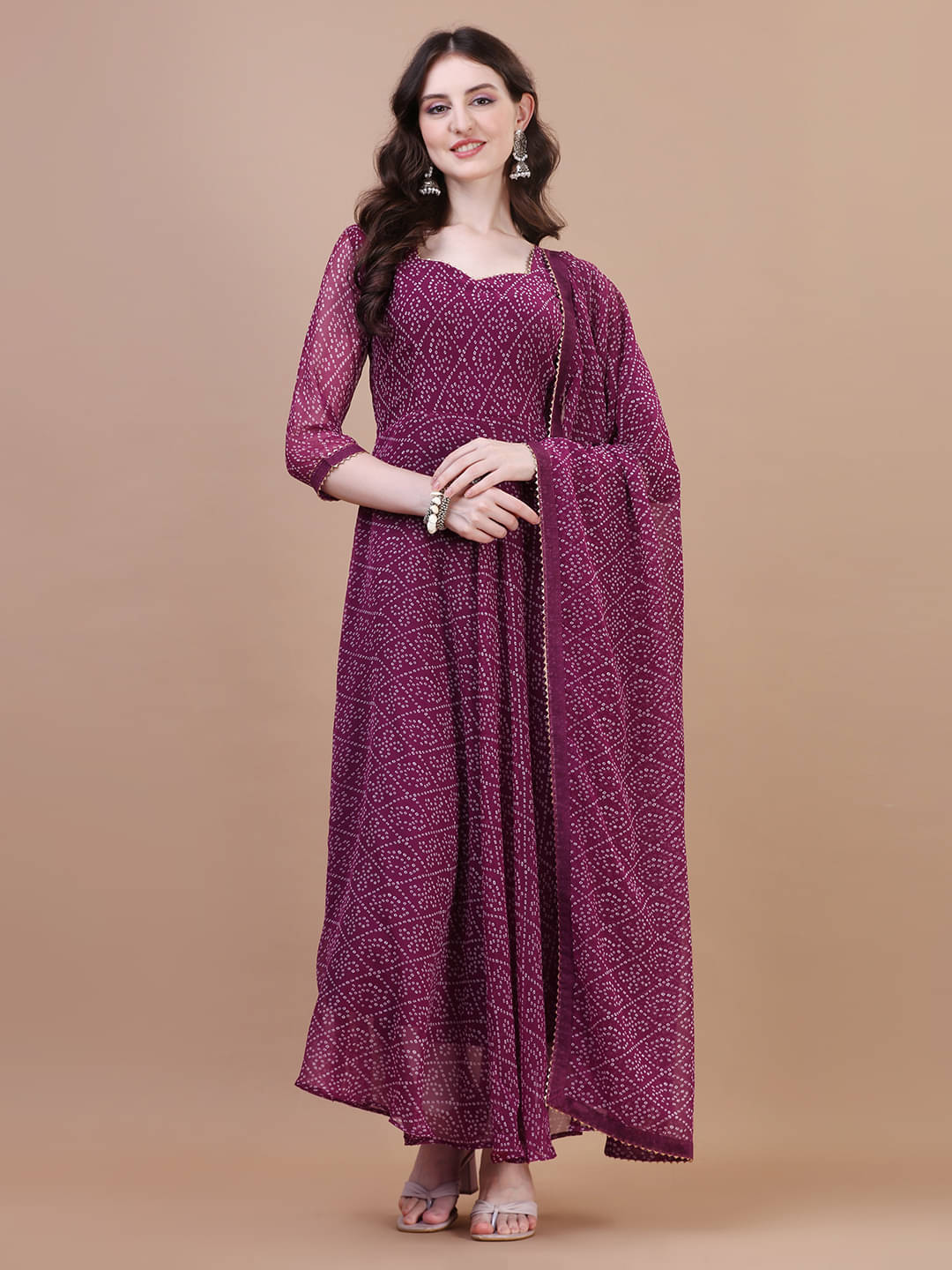 PMD Fashion Women Georgette Solid Anarkali Kurti with Dupatta ( Purple ) PMD Fashion Women Georgette Solid Anarkali Kurti with Dupatta ( Purple )