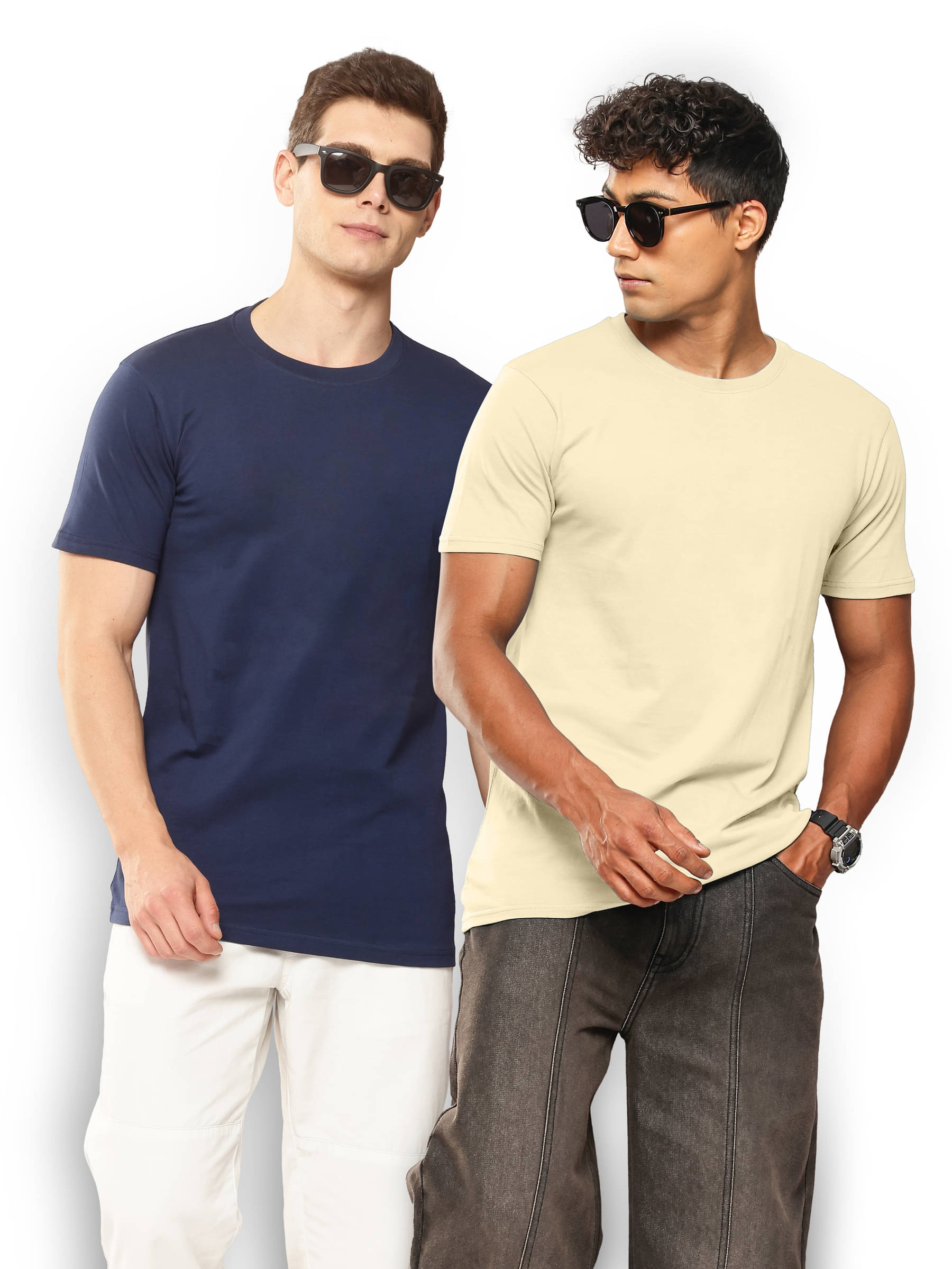 QCUT Men Cotton Blend Regular Fit Solid T-Shirt ( Multicolor4 ) QCUT Men Cotton Blend Regular Fit Solid T-Shirt ( Multicolor4 )