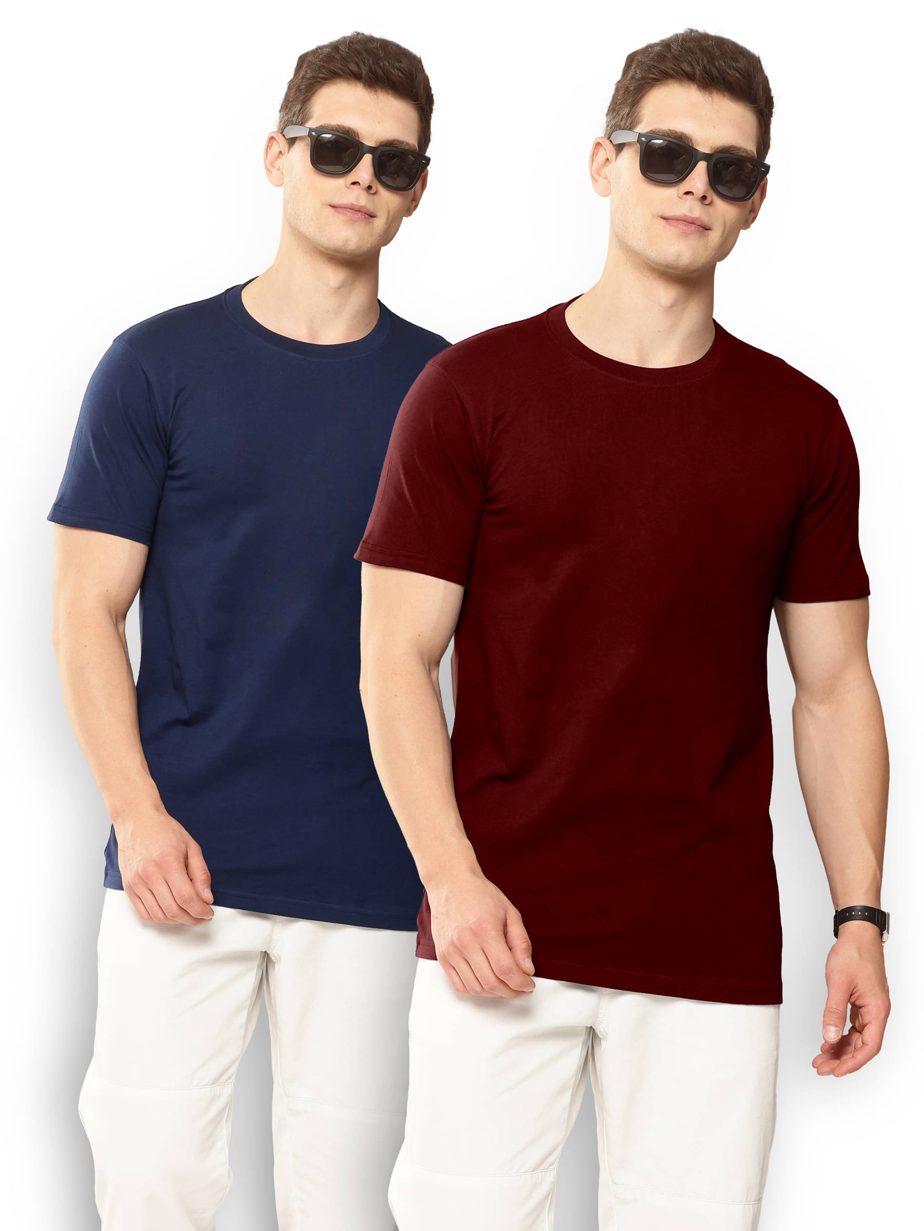     			QCUT Men Cotton Blend Regular Fit Solid T-Shirt ( Multicolor2 )