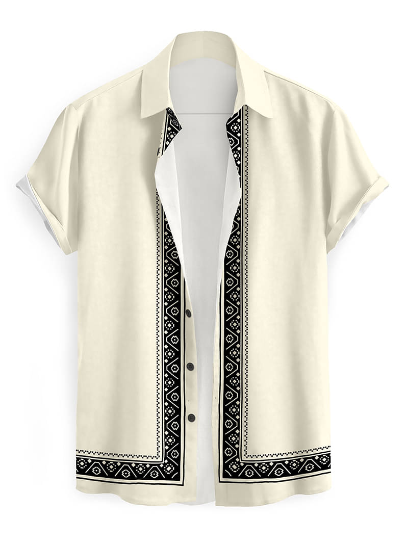 TERIZLA Cotton Blend Regular Fit Printed Half Sleeves Men's Casual Shirt - Beige ( Pack of 1 ) TERIZLA Cotton Blend Regular Fit Printed Half Sleeves Men's Casual Shirt - Beige ( Pack of 1 )