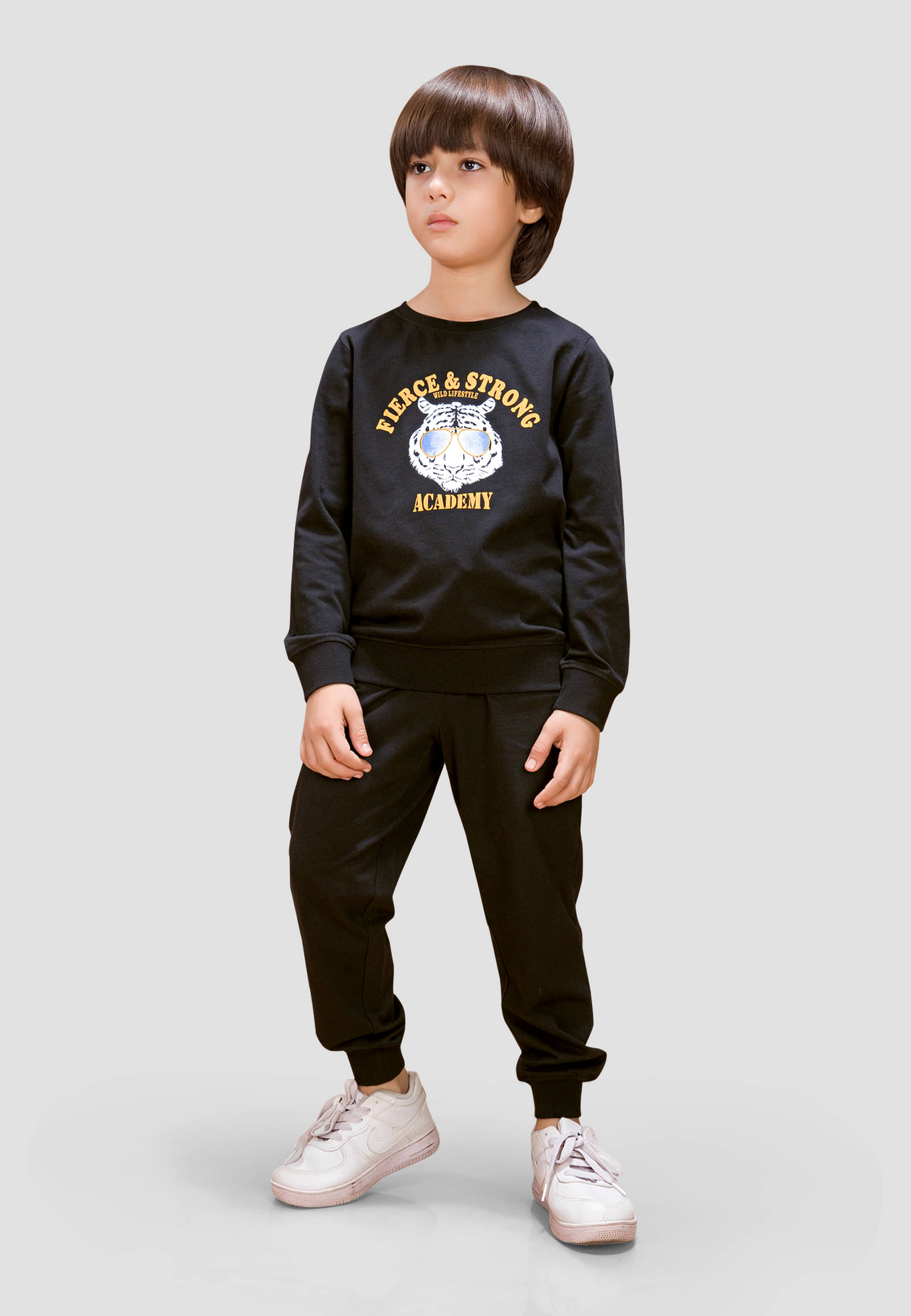     			TRESNOVA Pack of 1 Boys Cotton T-Shirt & Pants Set ( Black )