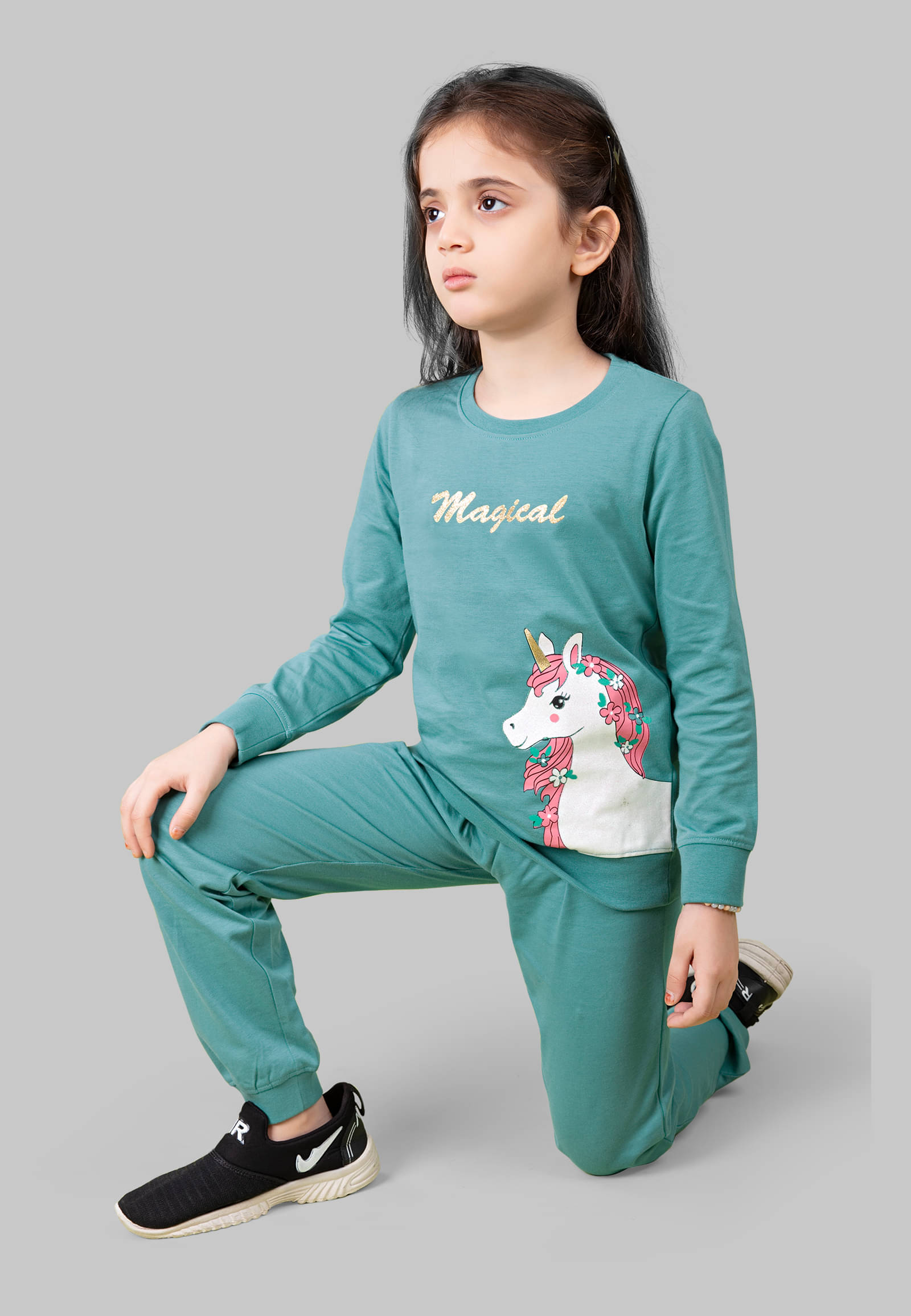     			TRESNOVA Pack of 2 Girls Cotton T-shirt & Pants ( Blue )