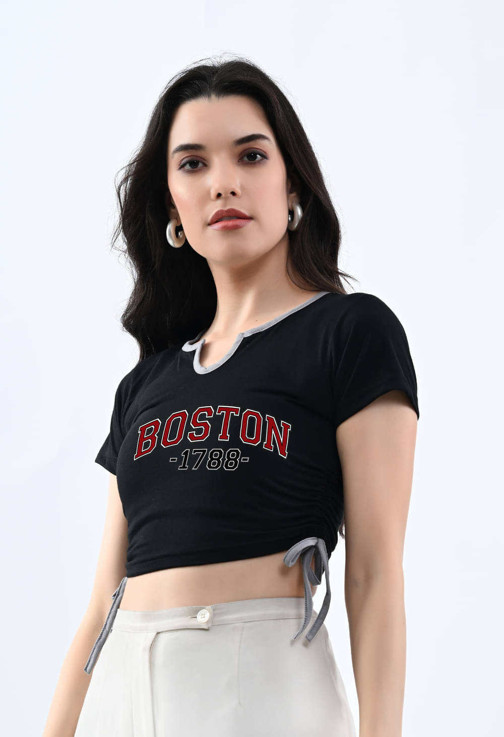 genzy Women's Cotton Blend Crop Top ( Black )     			genzy Women's Cotton Blend Crop Top ( Black )