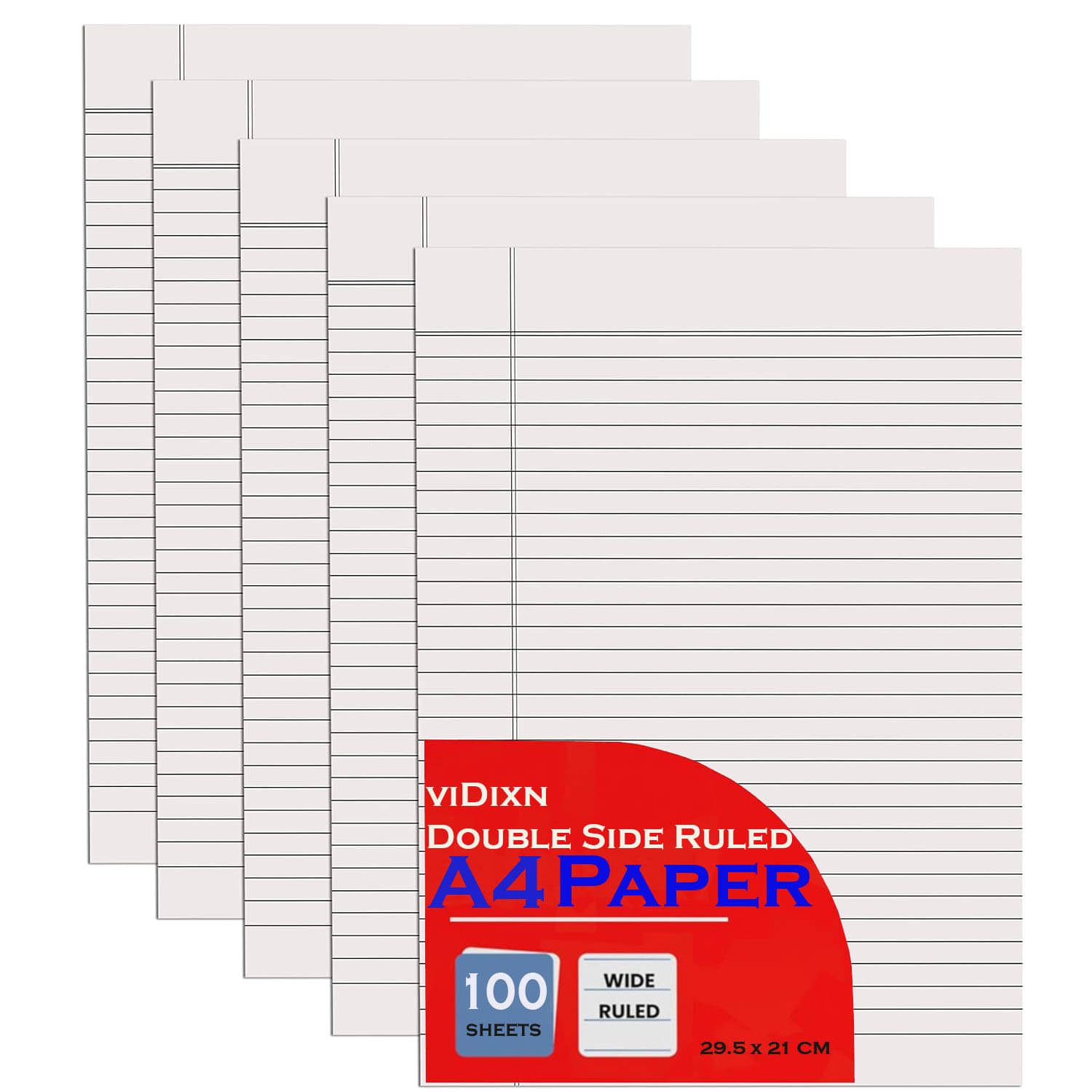     			viDixn (VID-1) A4 Doule Side Ruled Paper - 70 GSM Thick Paper, Pack of 100 Sheets | Ideal for Projects, Assignments, Practicals, and Homework