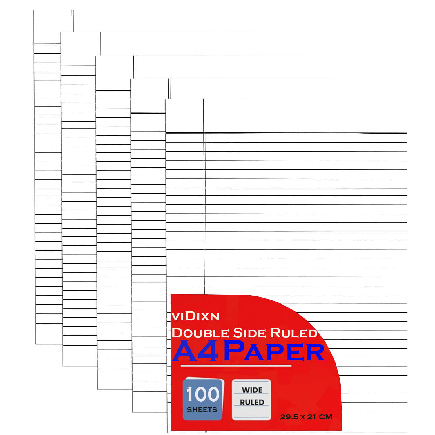     			viDixn (VID-2) A4 Doule Side Ruled Paper - 70 GSM Thick Paper, Pack of 100 Sheets | Ideal for Projects, Assignments, Practicals, and Homework