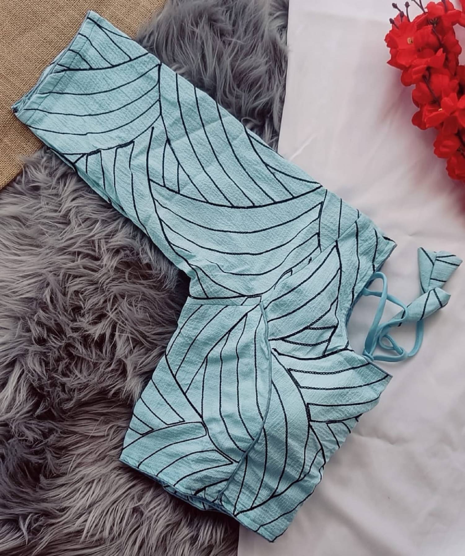     			ARZ Turquoise Readymade with Pad Cotton Women's Blouse ( Pack of 1 )