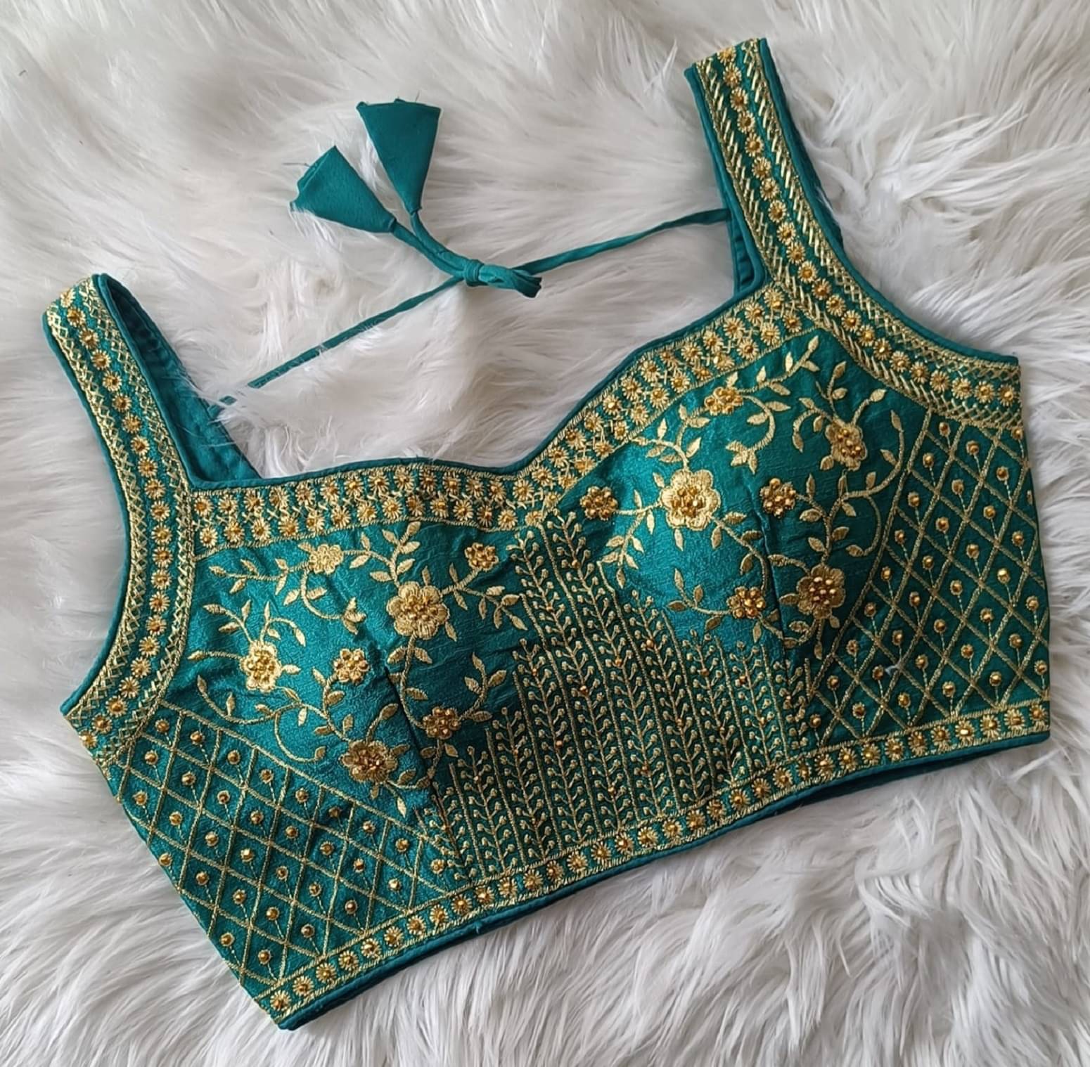     			ARZ Turquoise Readymade with Pad Silk Women's Blouse ( Pack of 1 )