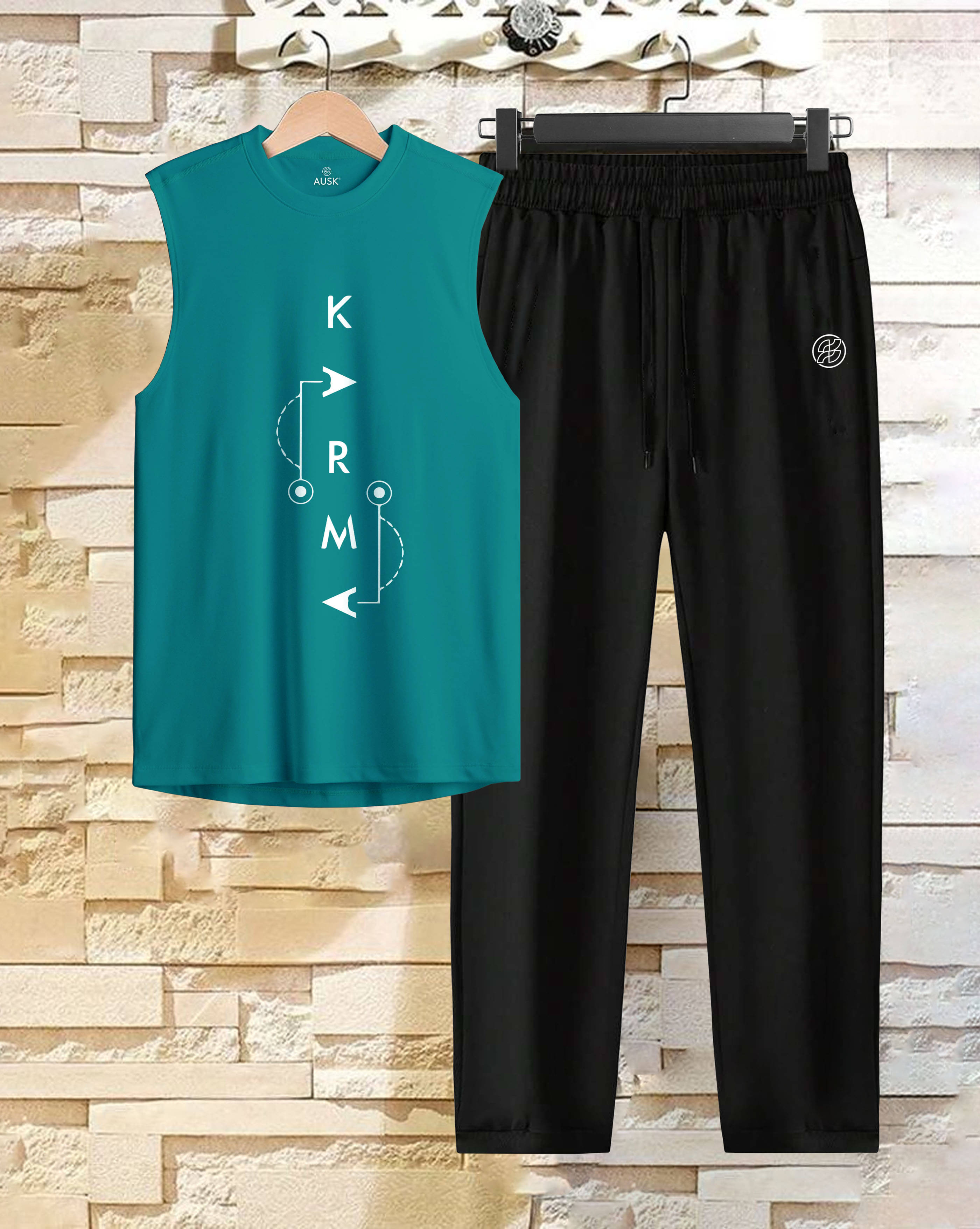     			AUSK Men's T-shirt With Trousers Co-Ords Set ( Pack of 1 , Teal )