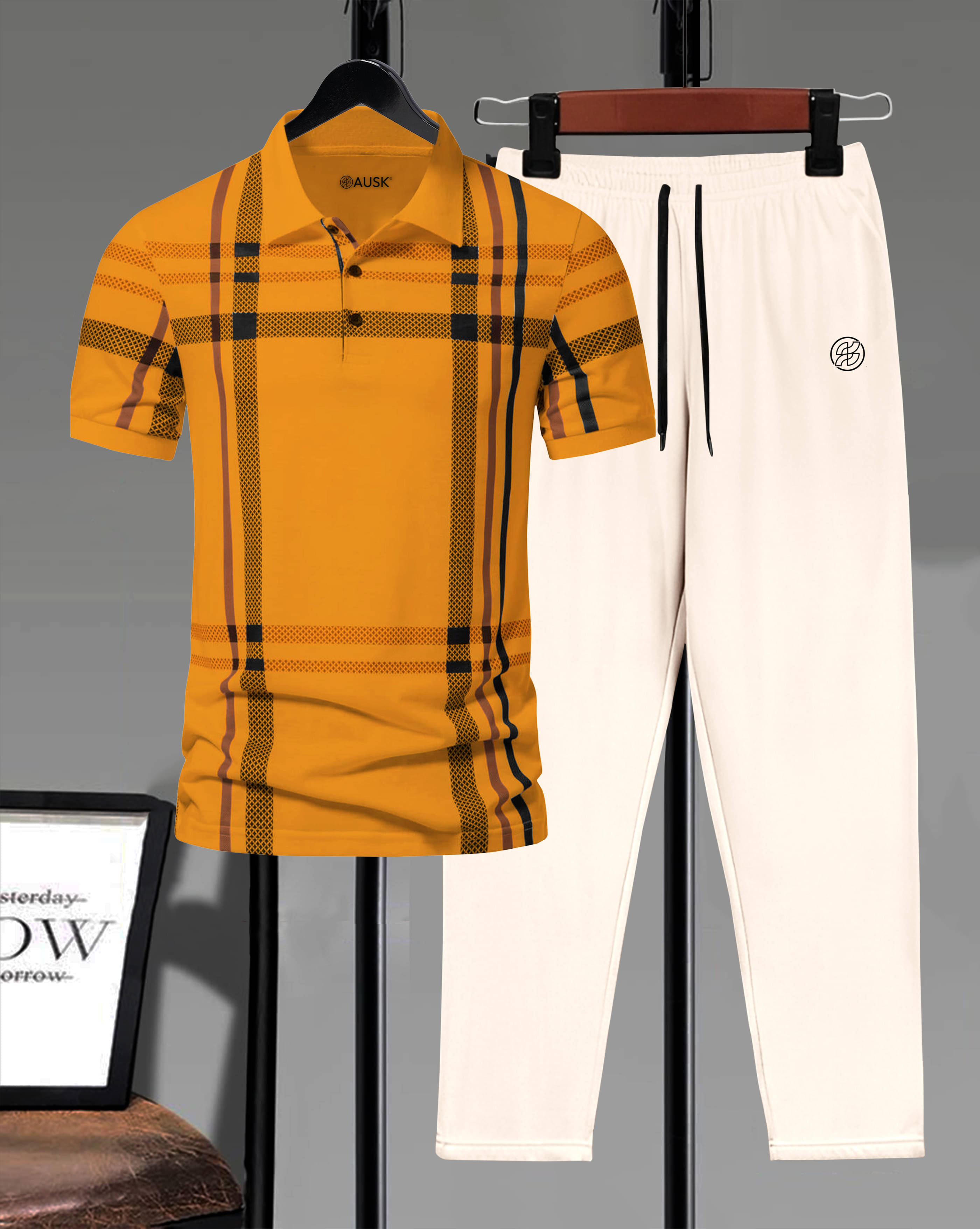     			AUSK Men's T-shirt With Trousers Co-Ords Set ( Pack of 1 , Mustard )