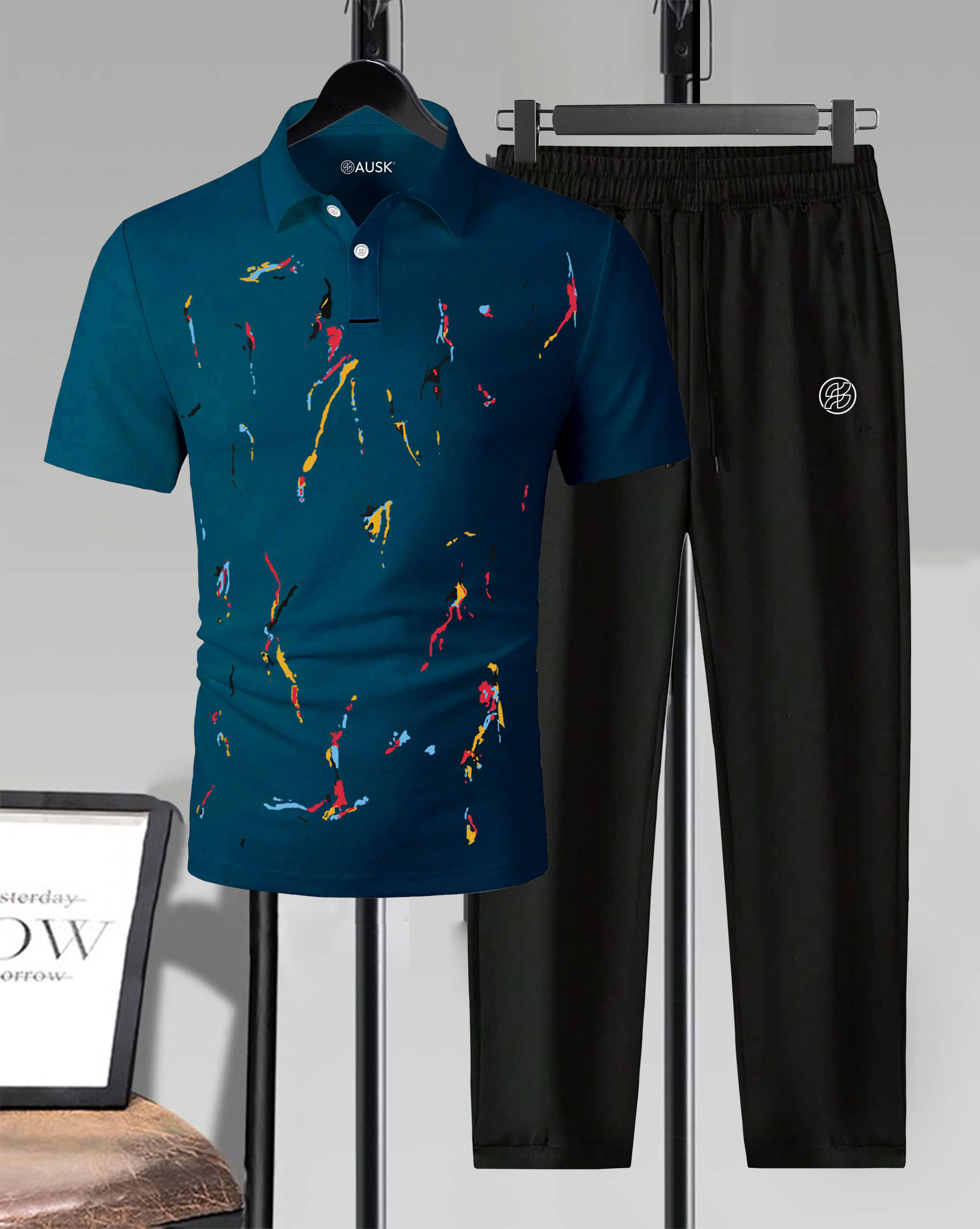     			AUSK Men's T-shirt With Trousers Co-Ords Set ( Pack of 1 , Teal )
