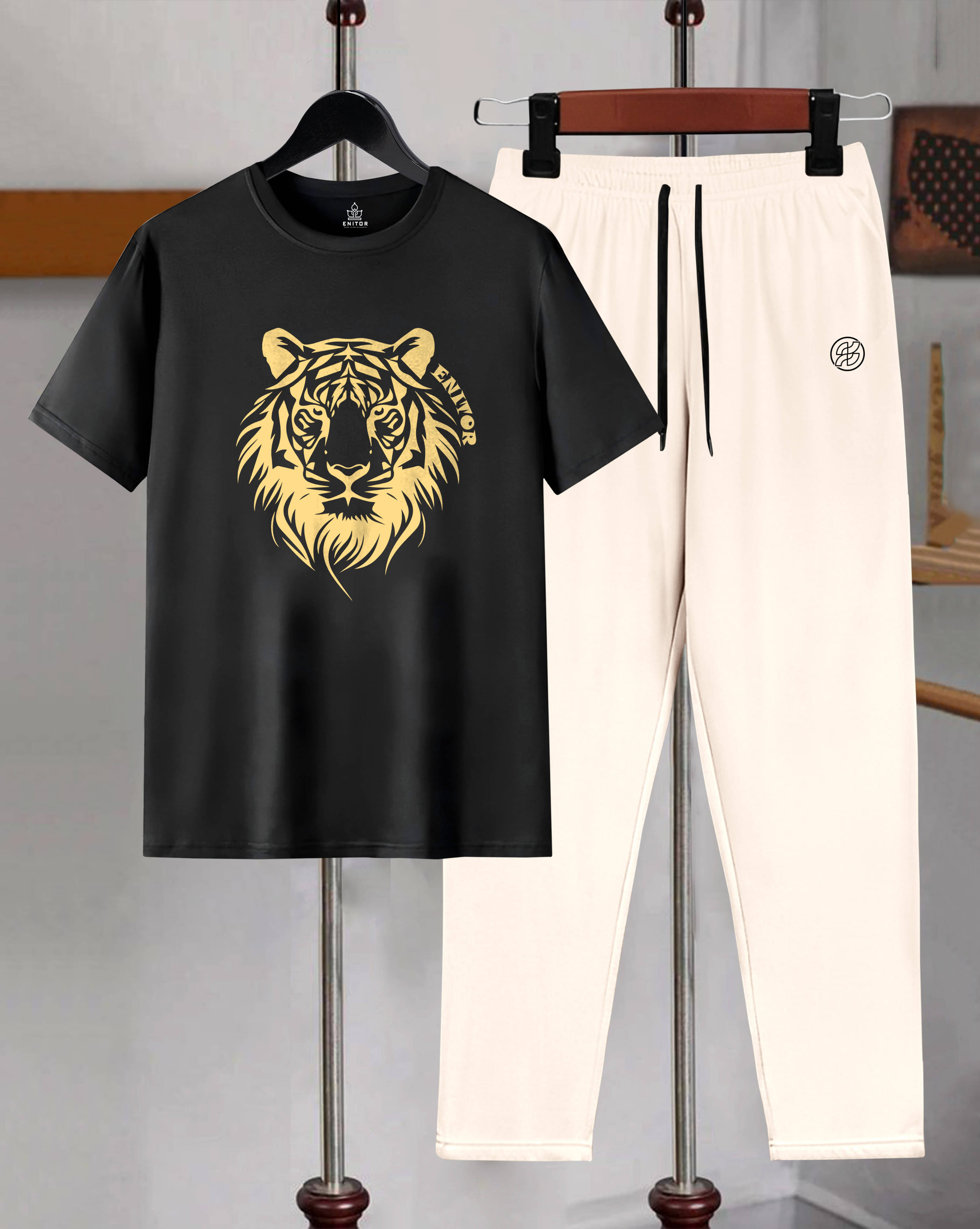     			AUSK Men's T-shirt With Trousers Co-Ords Set ( Pack of 1 , Black )
