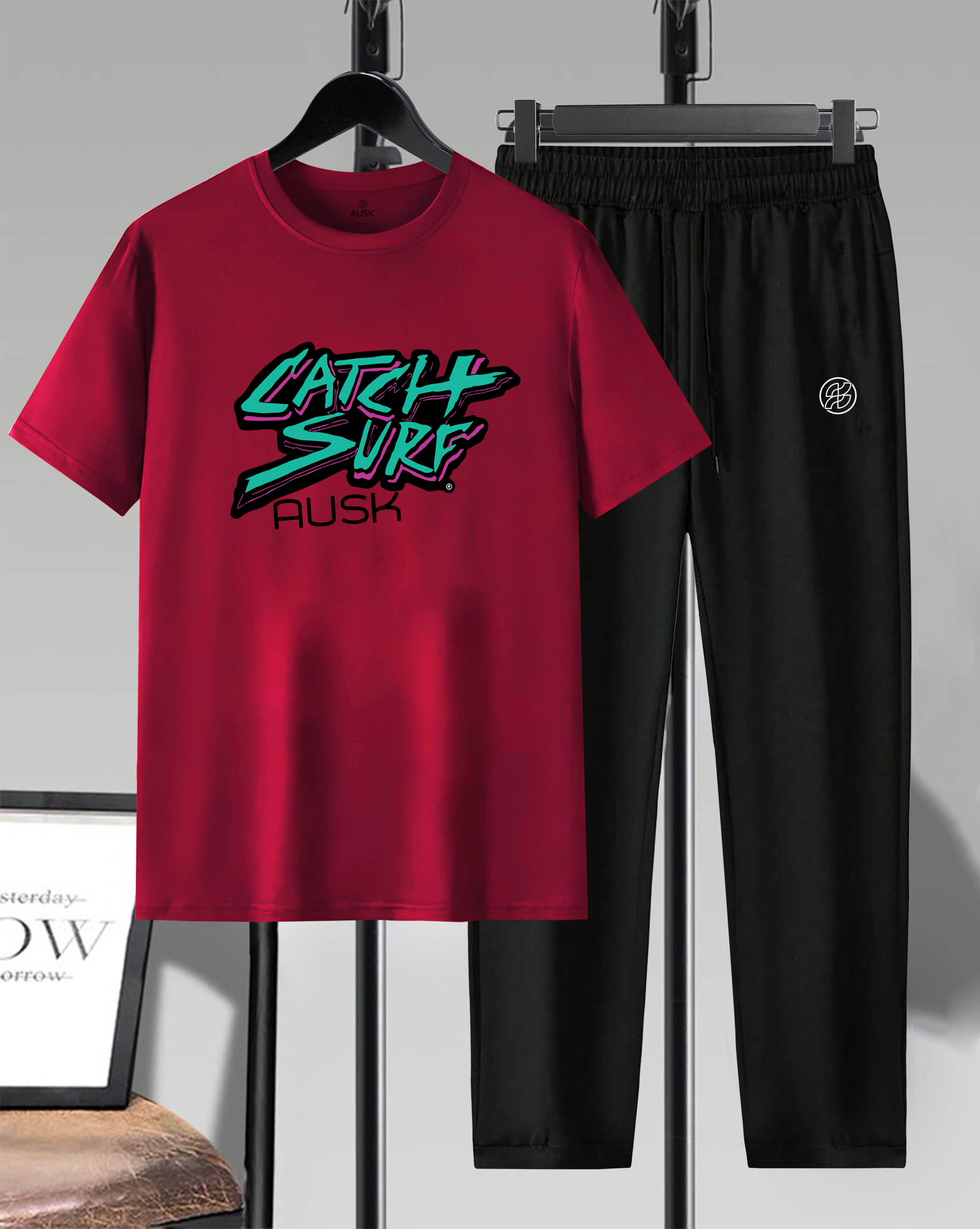     			AUSK Men's T-shirt With Trousers Co-Ords Set ( Pack of 1 , Maroon )