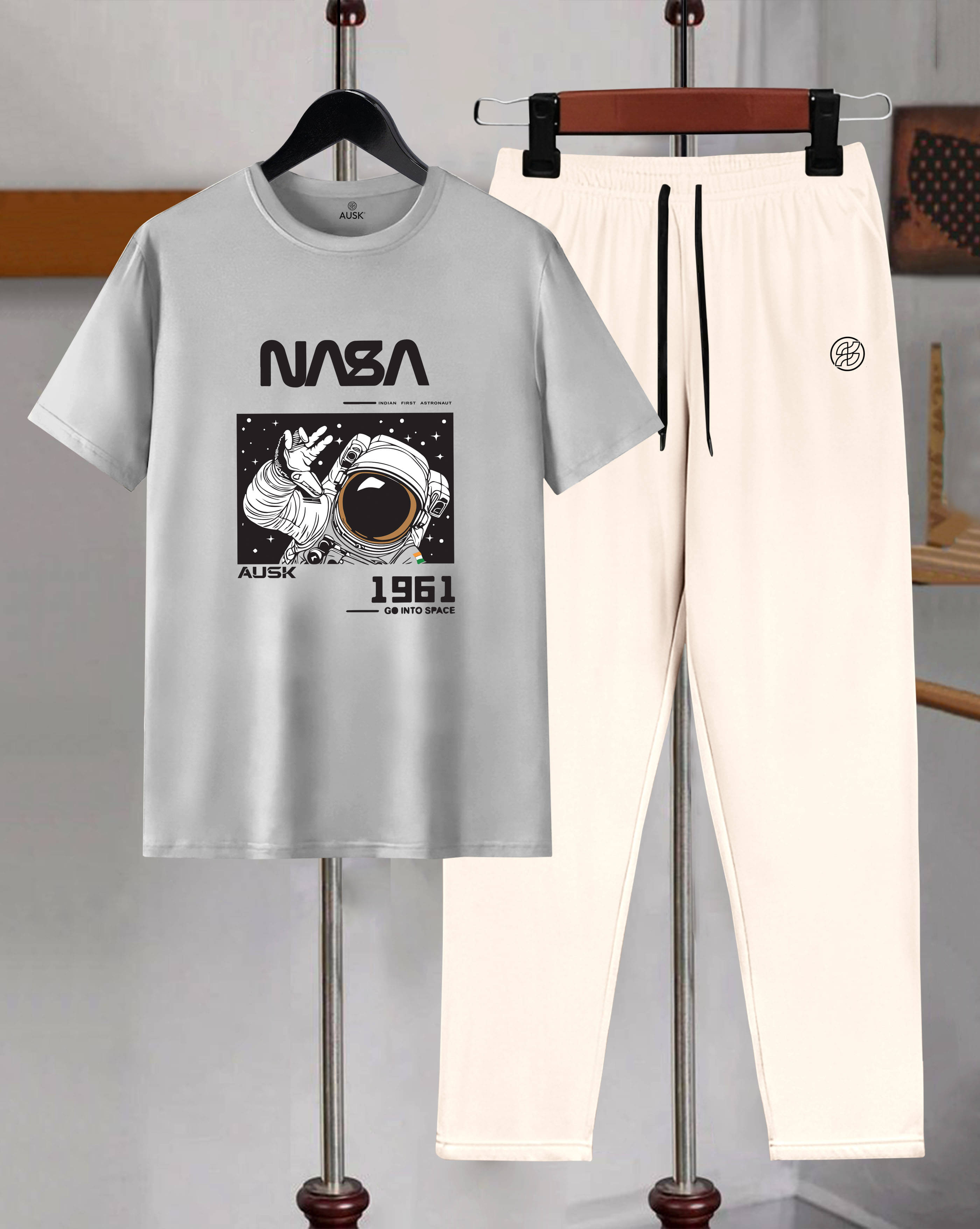     			AUSK Men's T-shirt With Trousers Co-Ords Set ( Pack of 1 , Grey )