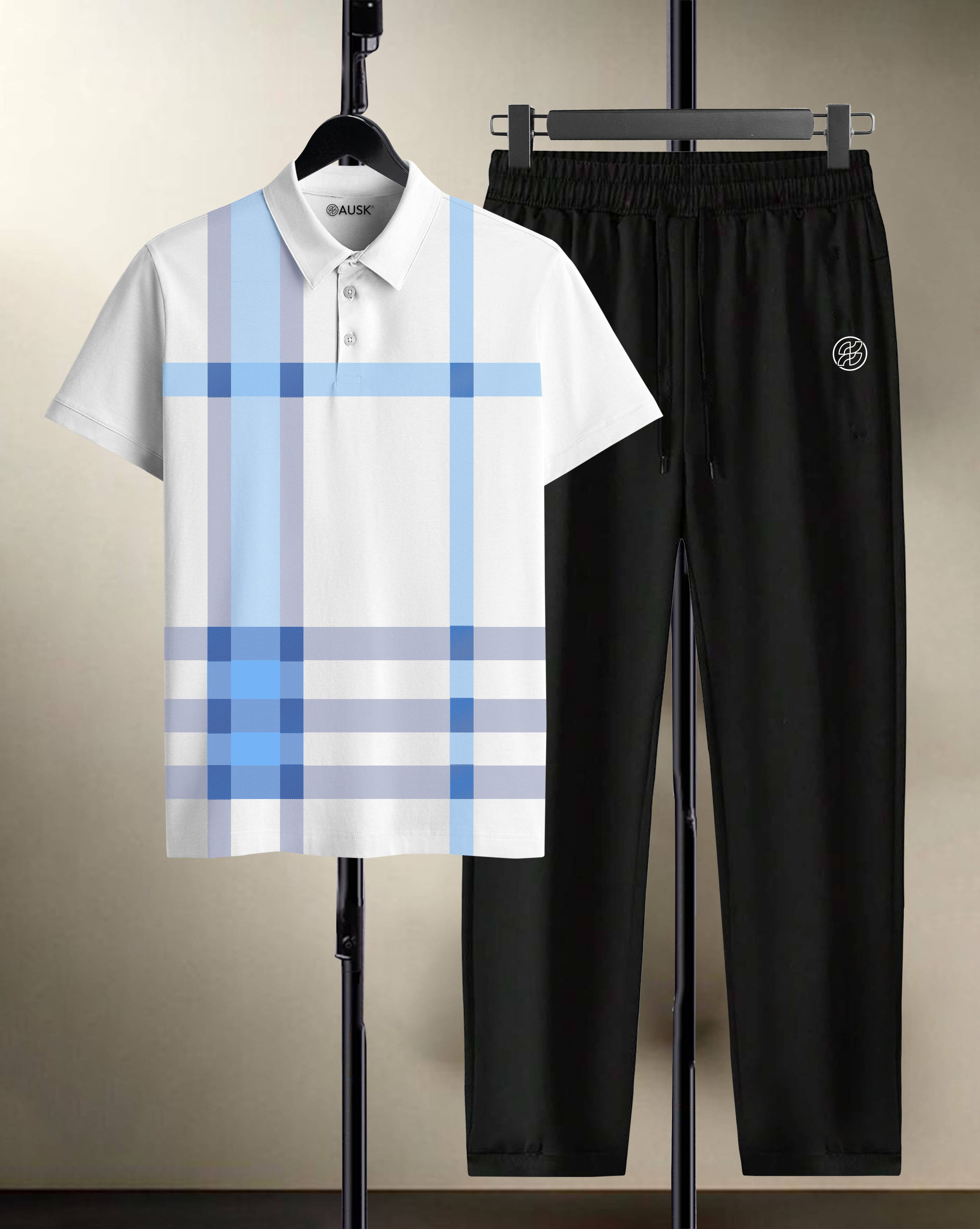     			AUSK Men's T-shirt With Trousers Co-Ords Set ( Pack of 1 , White )