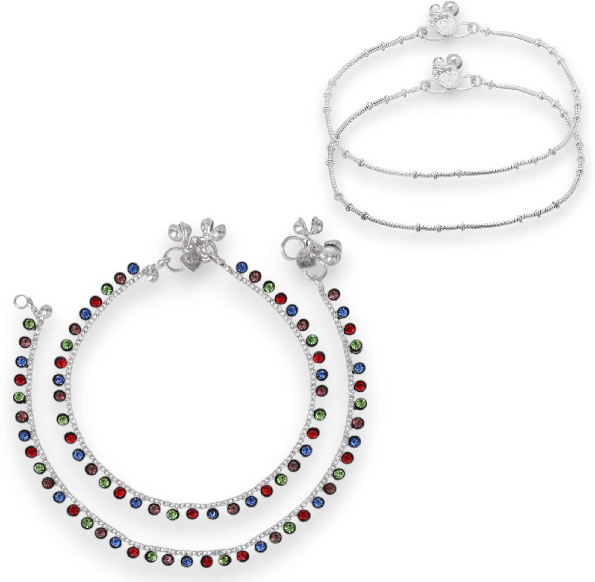     			Charms Multicolor Anklets ( Pack of 2 )