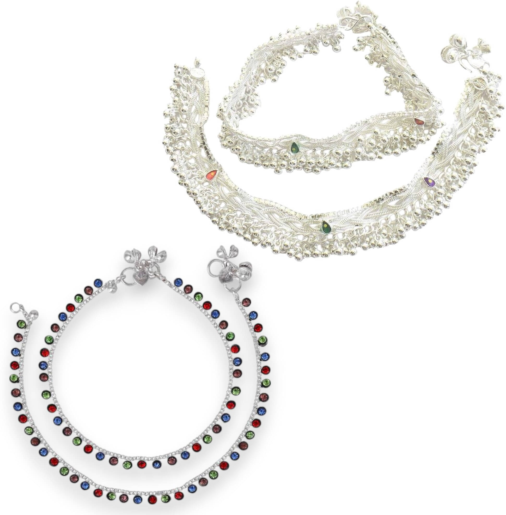     			Charms Multicolor Anklets ( Pack of 2 )