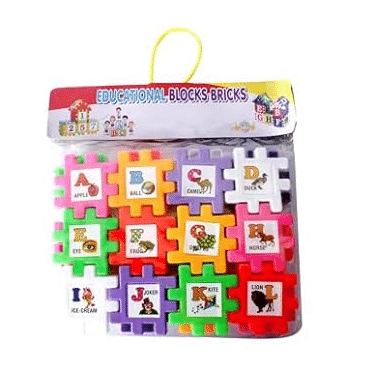     			Educational Building Blocks and Bricks Set with Alphabets and Animal Figures, Multicolour