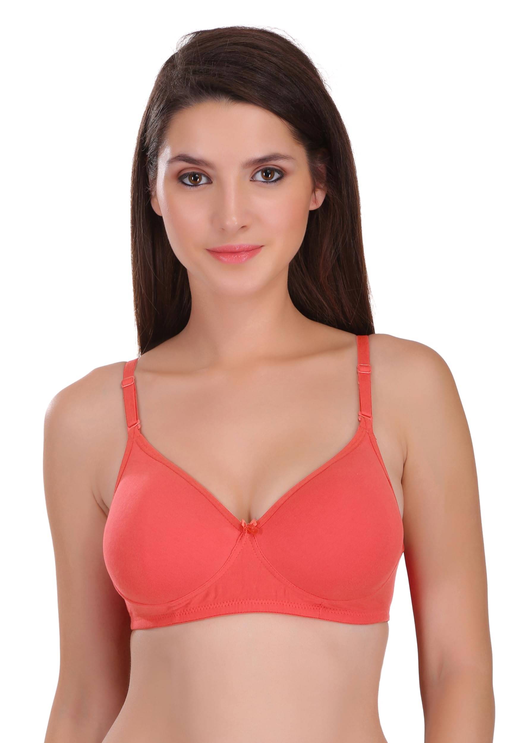 Featherline Pack of 1 Cotton Blend Lightly Padded Push Up Bra For Women ( Coral ) Featherline Pack of 1 Cotton Blend Lightly Padded Push Up Bra For Women ( Coral )