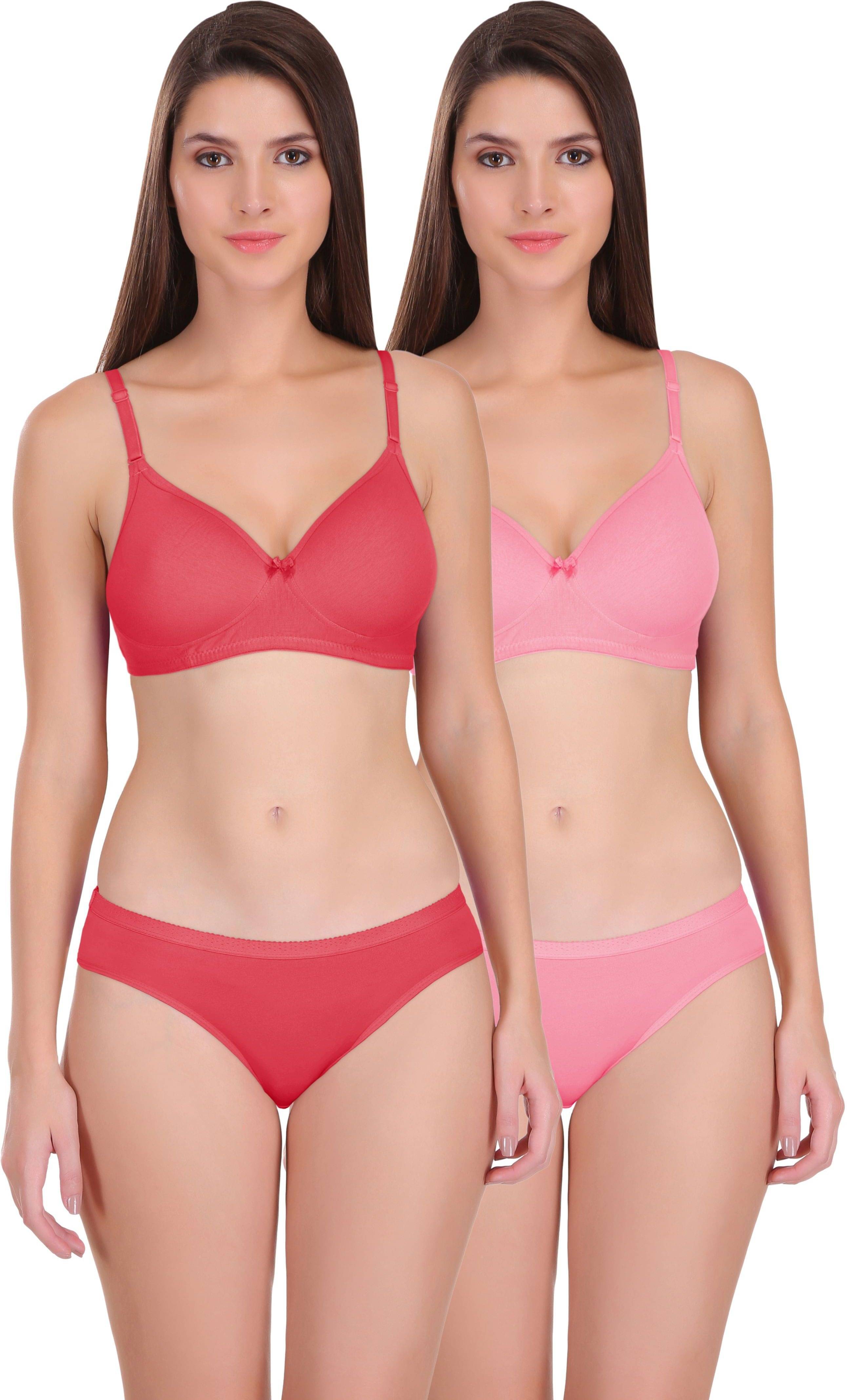 Featherline Pack of 2 Poly Cotton Bra & Panty Set For Women ( Multicolor ) Featherline Pack of 2 Poly Cotton Bra & Panty Set For Women ( Multicolor )