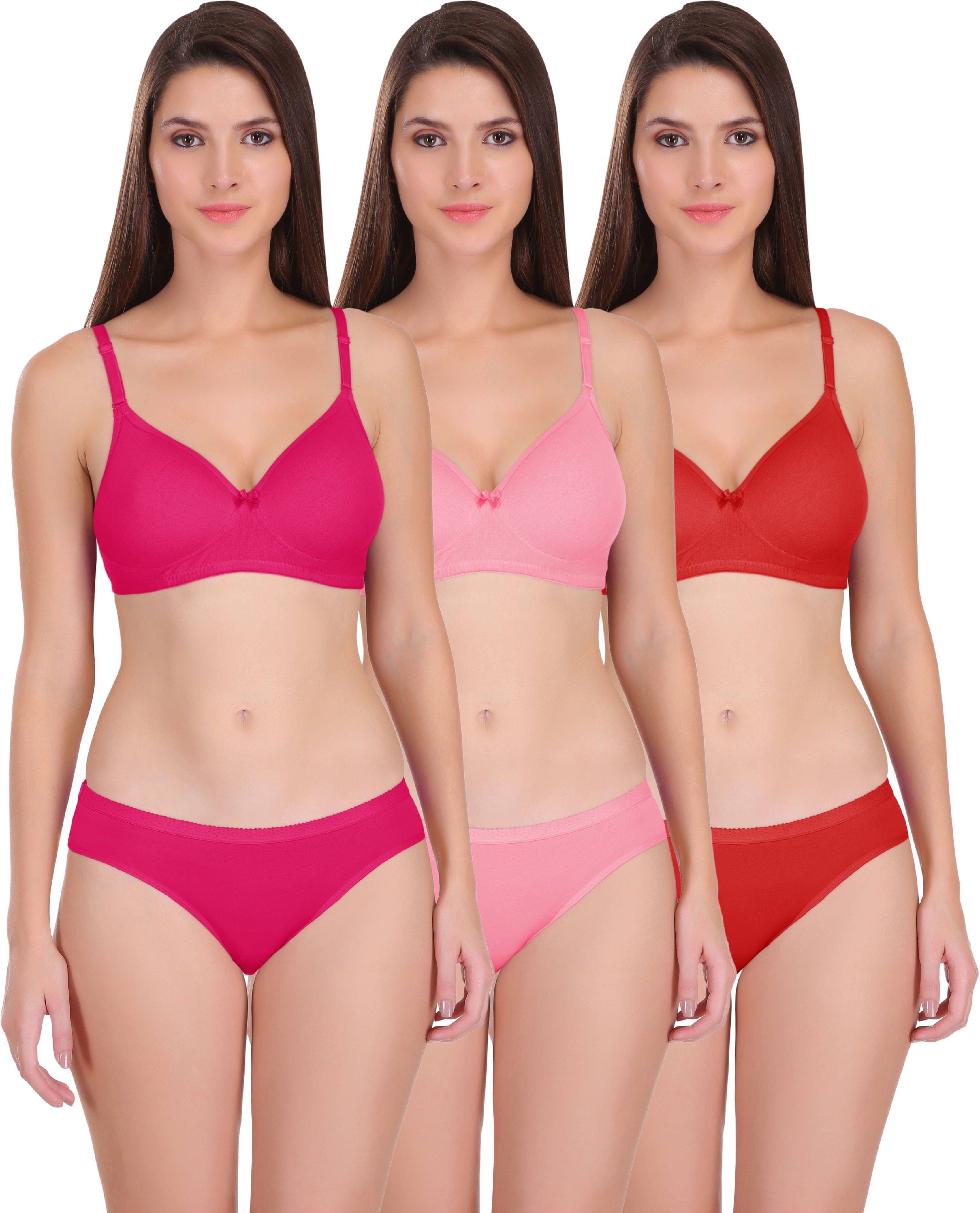 Featherline Pack of 2 Poly Cotton Bra & Panty Set For Women ( Multicolor3 ) Featherline Pack of 2 Poly Cotton Bra & Panty Set For Women ( Multicolor3 )