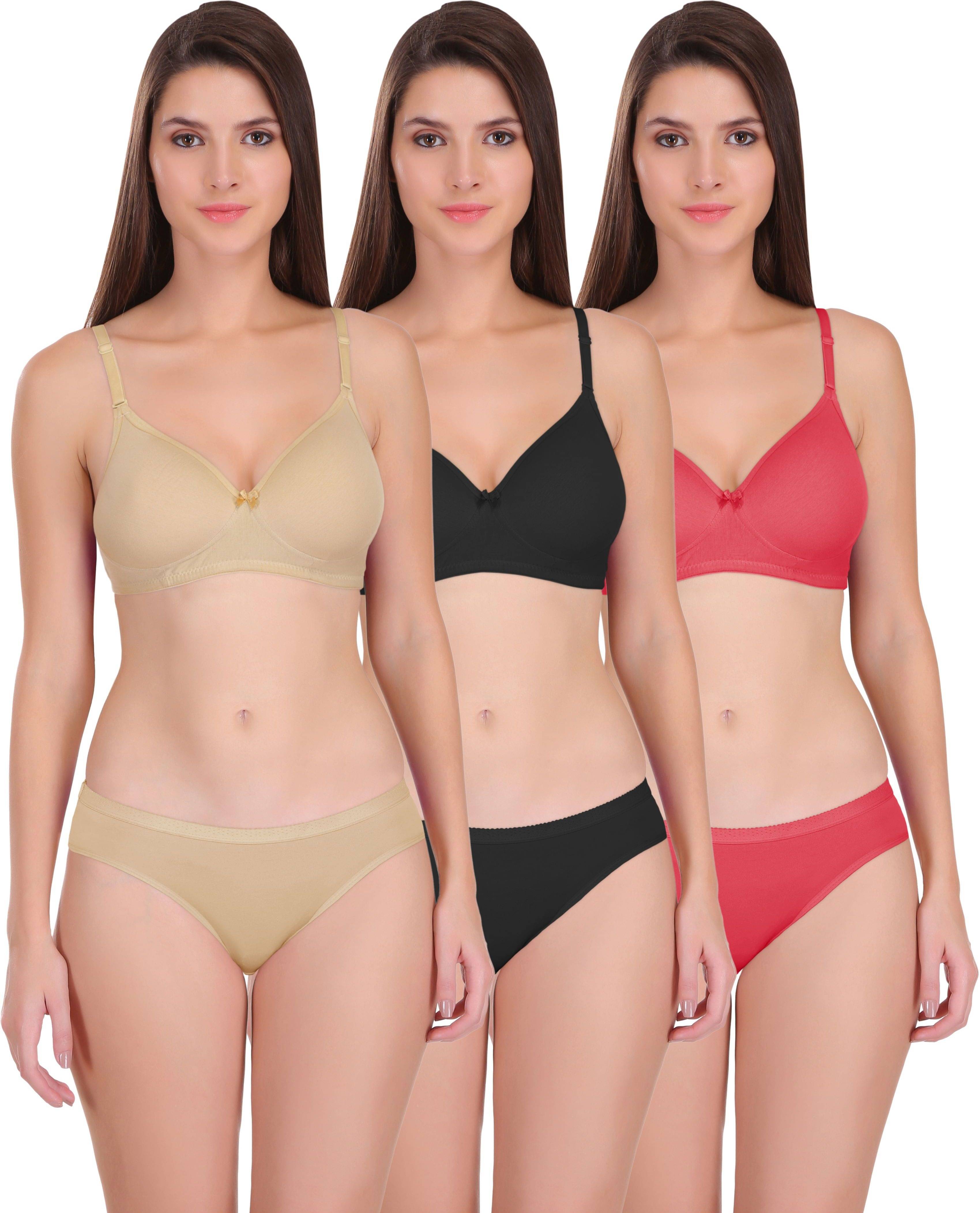 Featherline Pack of 2 Poly Cotton Bra & Panty Set For Women ( Multicolor ) Featherline Pack of 2 Poly Cotton Bra & Panty Set For Women ( Multicolor )