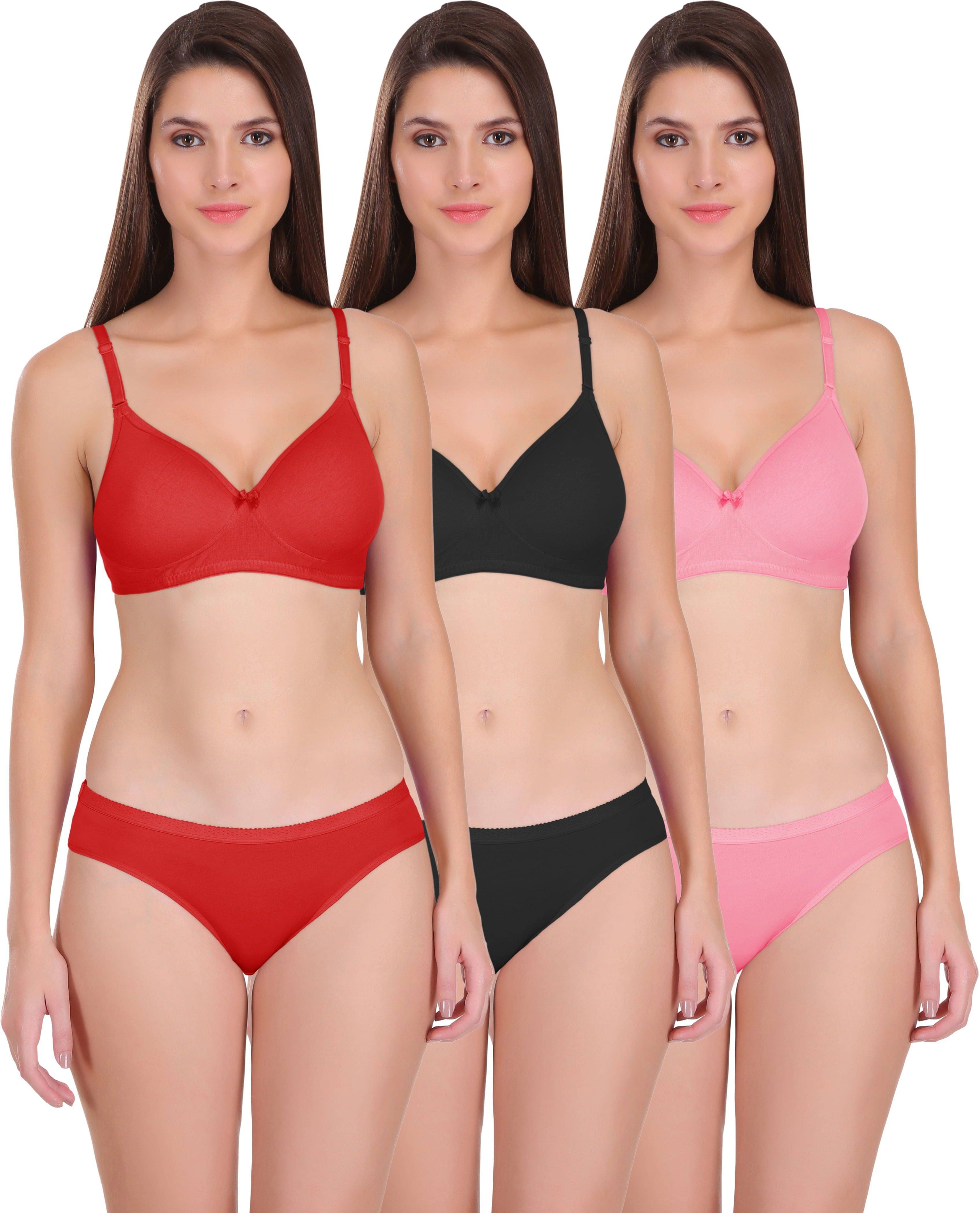     			Featherline Pack of 2 Poly Cotton Bra & Panty Set For Women ( Multicolor2 )