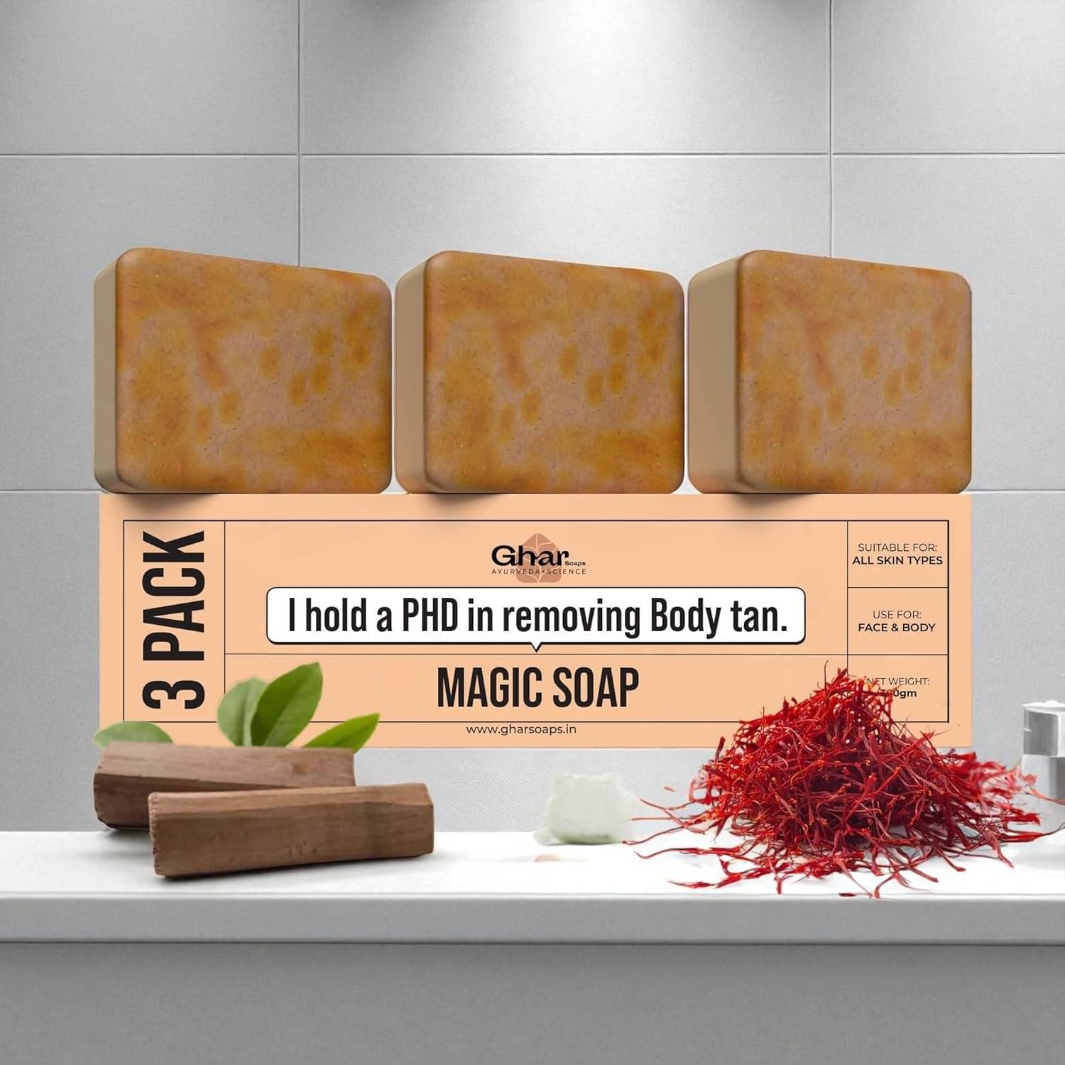 GHAR SOAPS Skin Whitening MAGIC SOAPS Bathing Bar for All Skin Type ( Pack of 3 ) GHAR SOAPS Skin Whitening MAGIC SOAPS Bathing Bar for All Skin Type ( Pack of 3 )