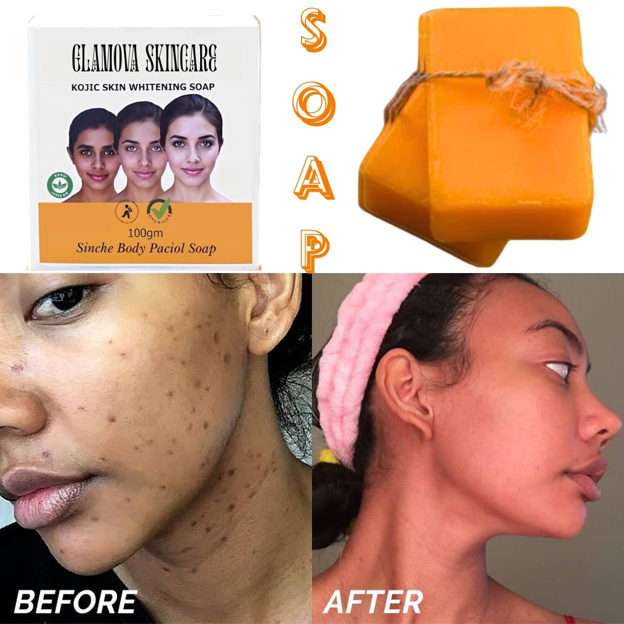     			GLAMOVA Skin Whitening Soap for All Skin Type ( Pack of 1 )