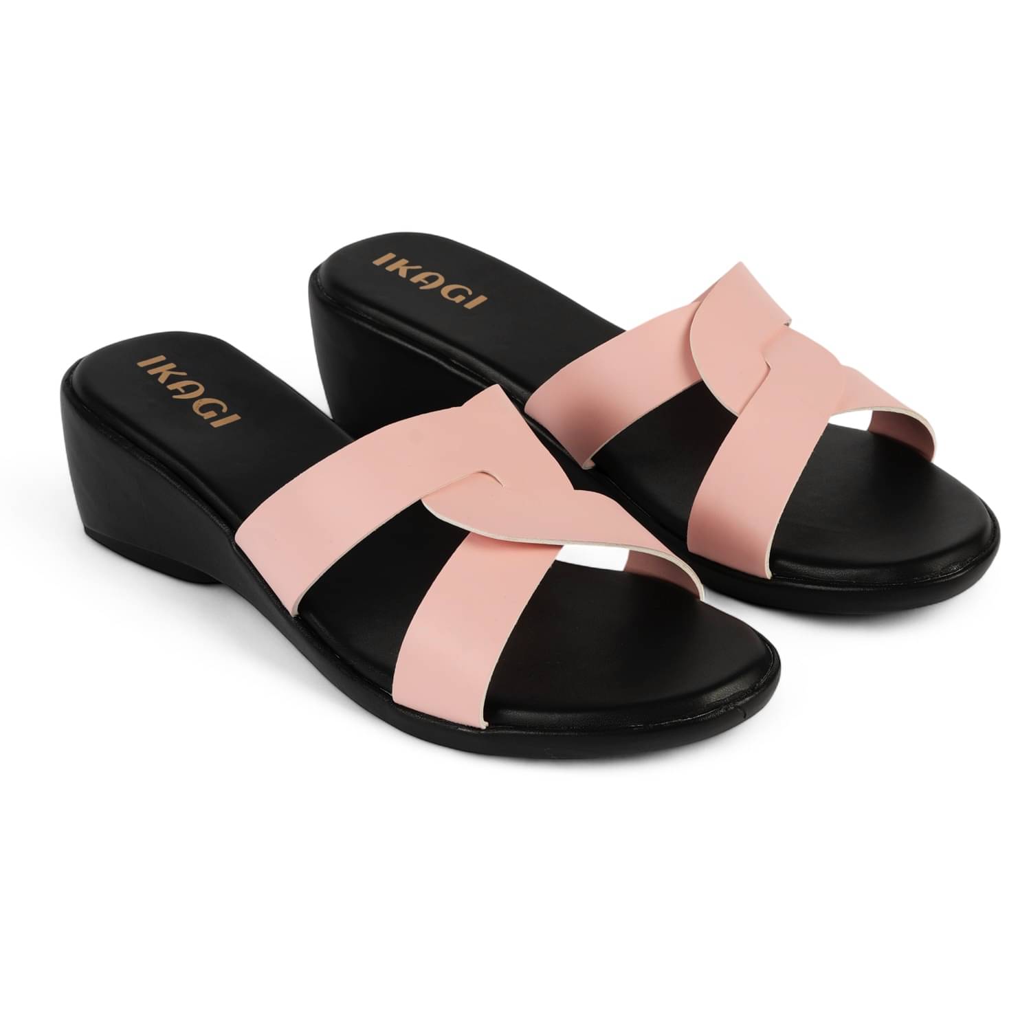 IKAGI Pink Women's Slip On Heels IKAGI Pink Women's Slip On Heels