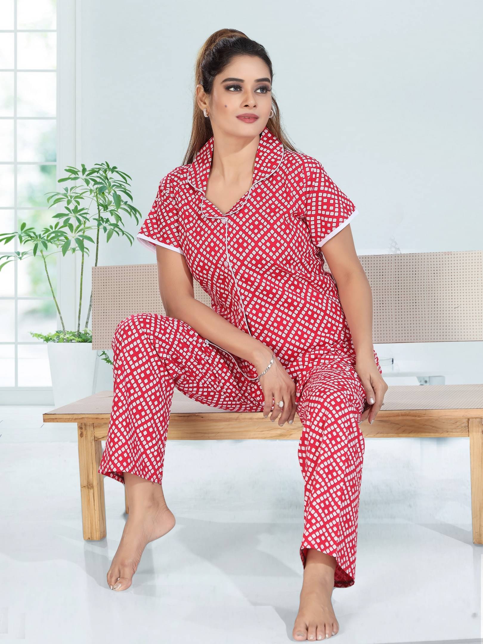     			INNER BEATS Pink Cotton Women's Nightwear Nightsuit Sets ( Pack of 1 )