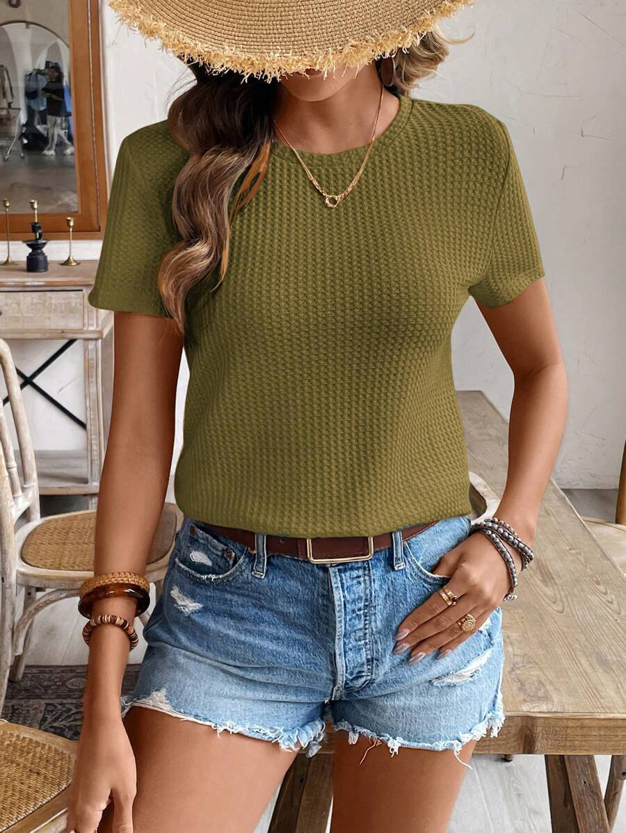     			Istyle Can Women Polyester Solid Regular Fit Round Neck T-Shirt ( Brown )