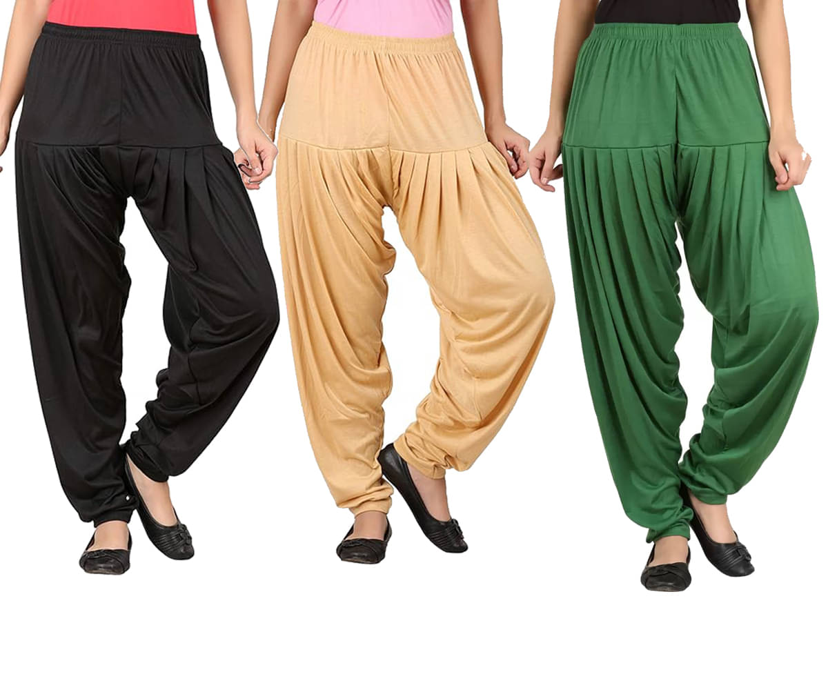 JUST TRY FASHION Pack of 3 Viscose Women's Patiala ( Multicolor )     			JUST TRY FASHION Pack of 3 Viscose Women's Patiala ( Multicolor )