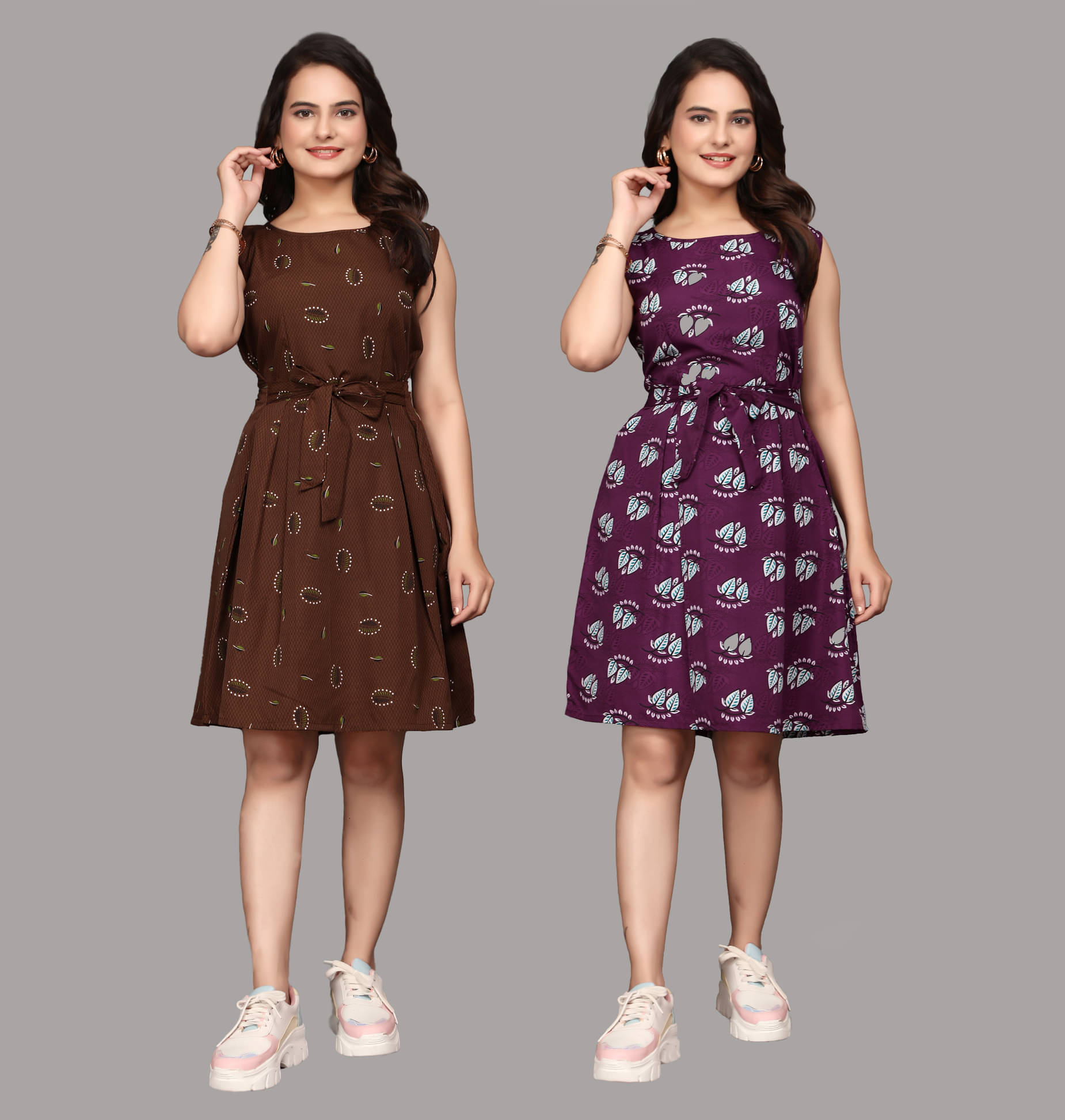     			KALAVRITTA Women Crepe Printed Fit & Flare Dress ( Multicolor 4 )