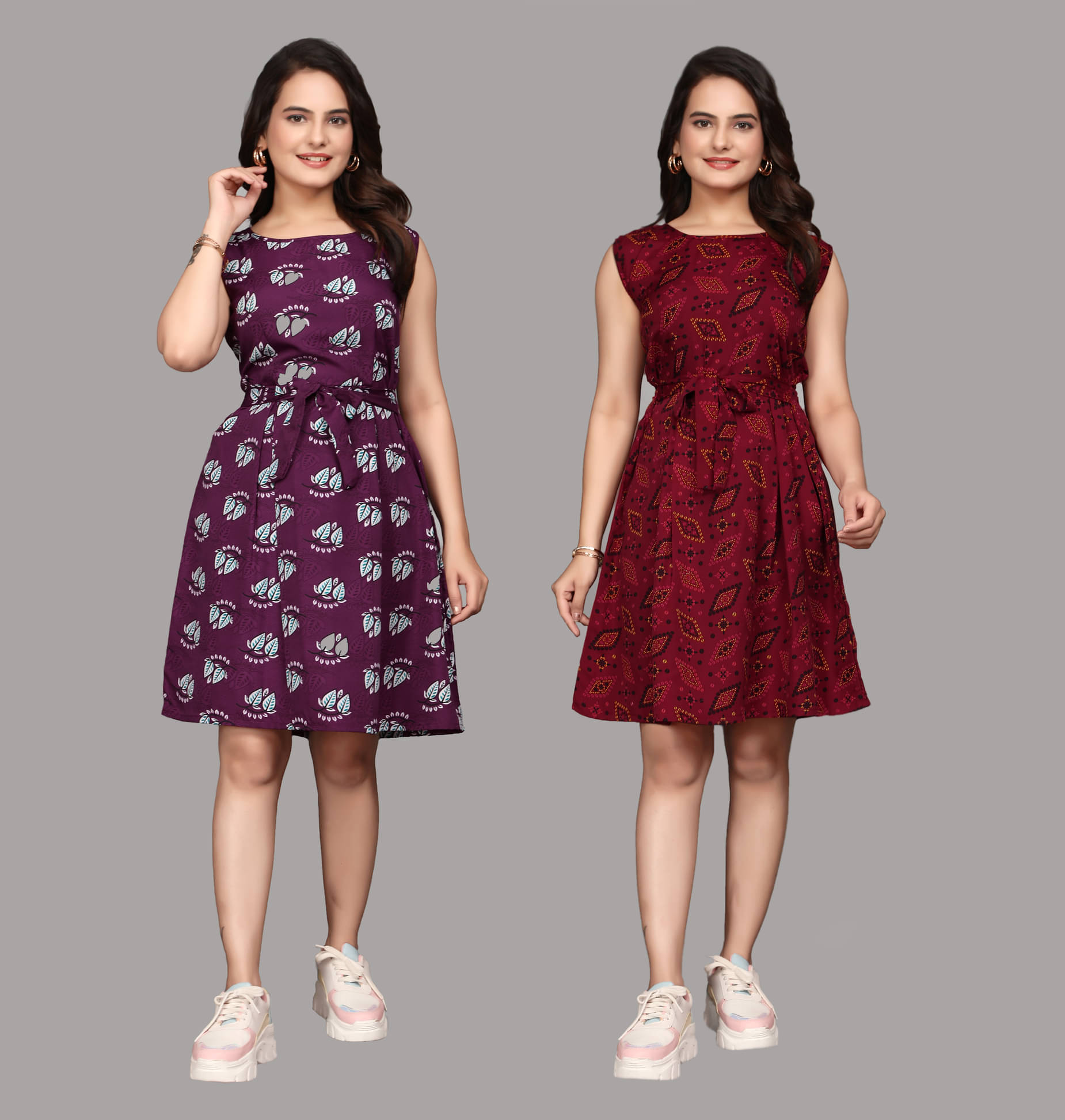     			KALAVRITTA Women Crepe Printed Fit & Flare Dress ( Multicolor 2 )