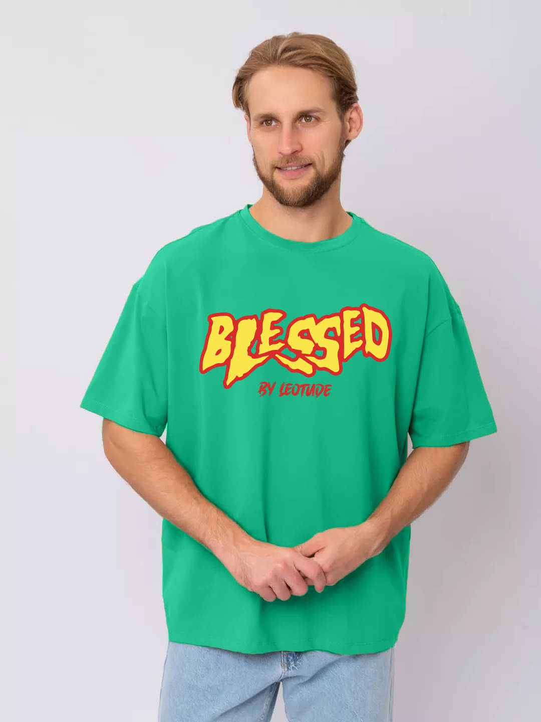 Leotude Men Cotton Blend Oversized Fit Printed T-Shirt ( Green ) Leotude Men Cotton Blend Oversized Fit Printed T-Shirt ( Green )