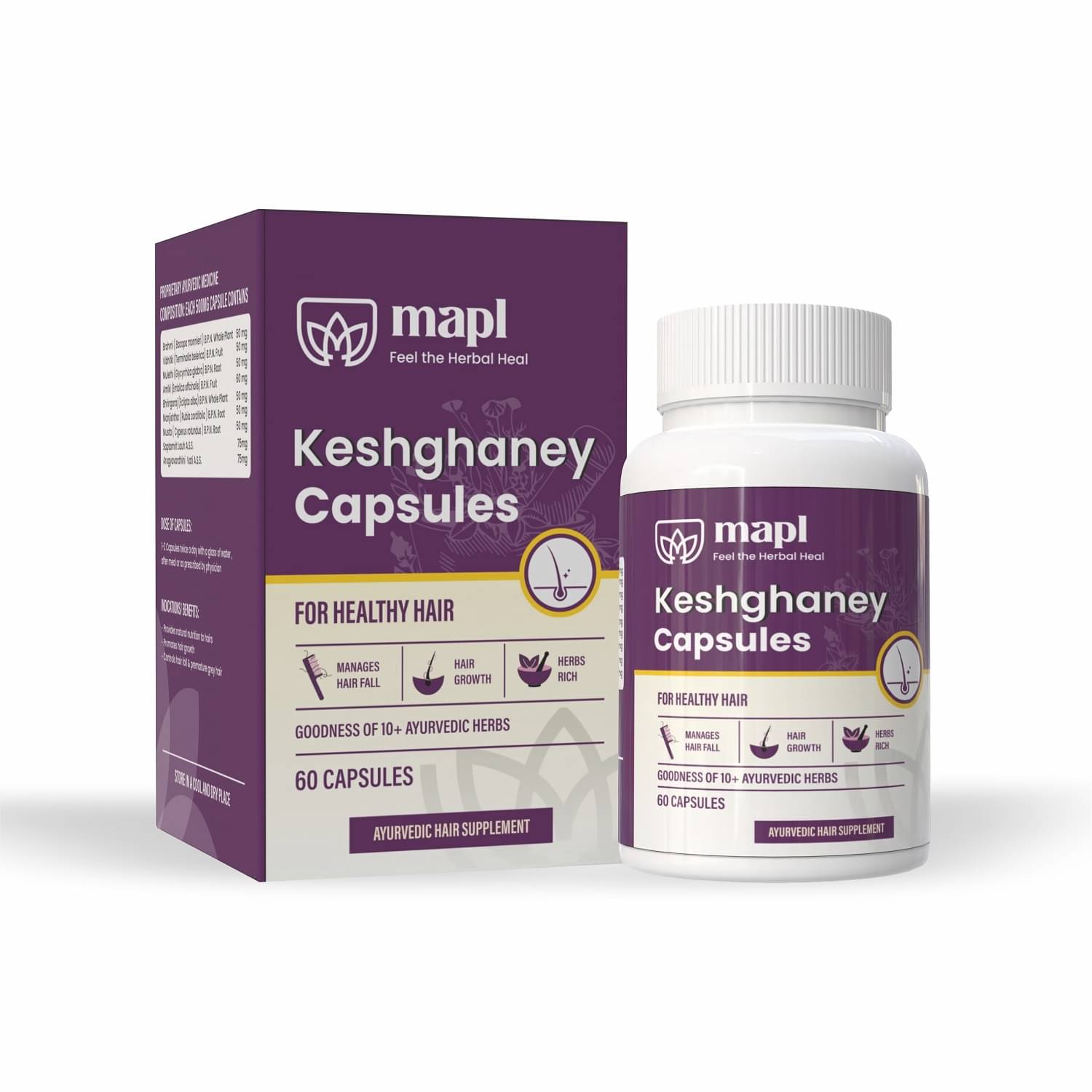     			MAPL Keshghaney , Helps Reduce Hairfall & Supports Hair Growth - Capsule(60)