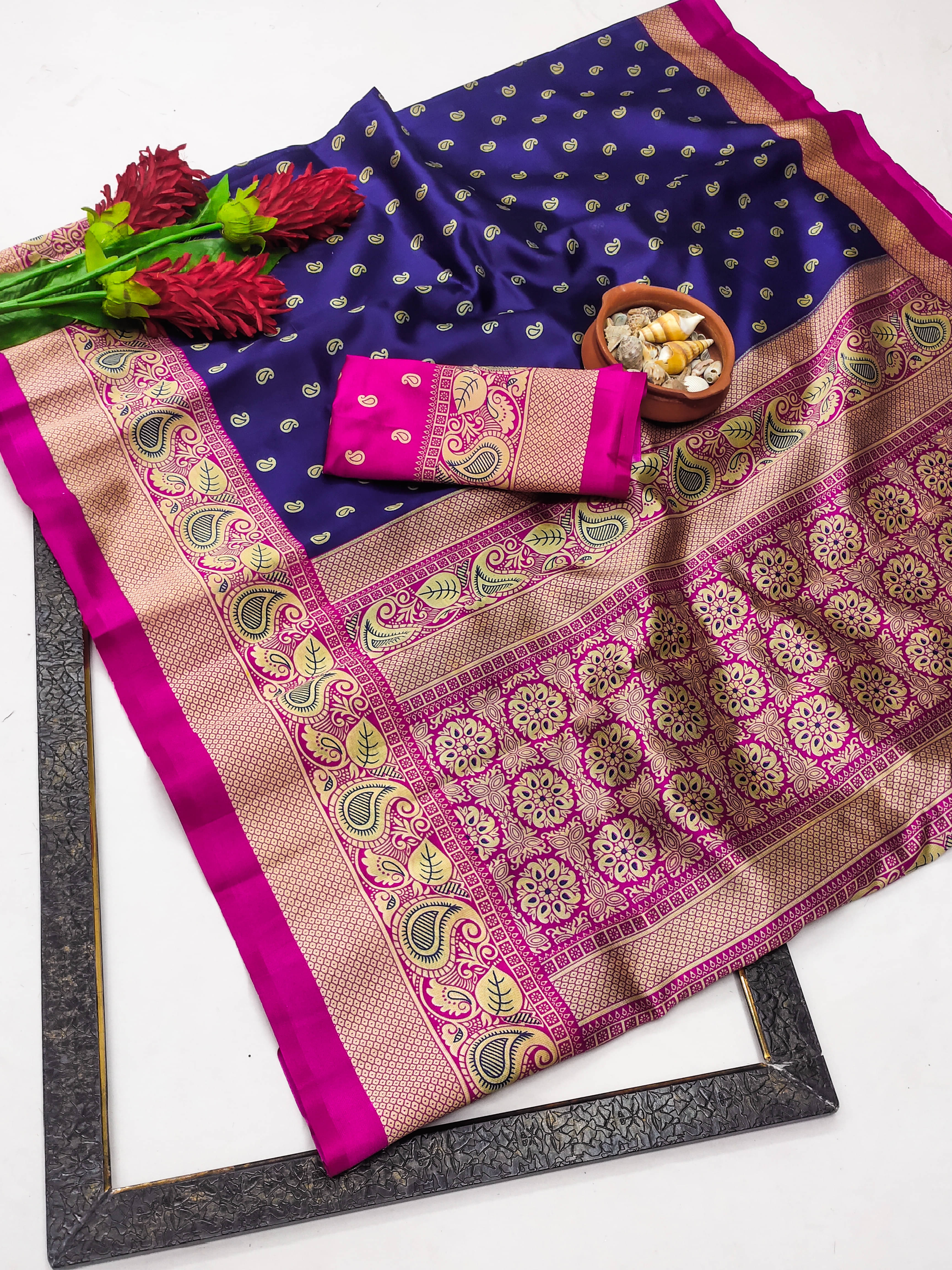     			Maayro Silk Blend Printed Mysore Silk Sarees With Unstitched Blouse Piece ( Multicolor 1 )