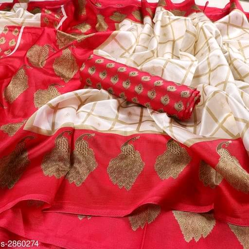     			Maayro Silk Blend Printed Mysore Silk Sarees With Unstitched Blouse Piece ( Rani )