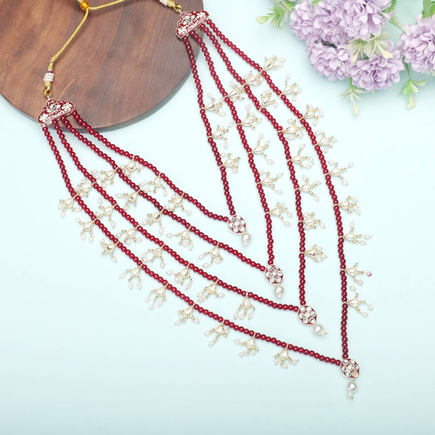     			Men Kundan-Studded Pearl Groom Dulha Moti Mala Necklace