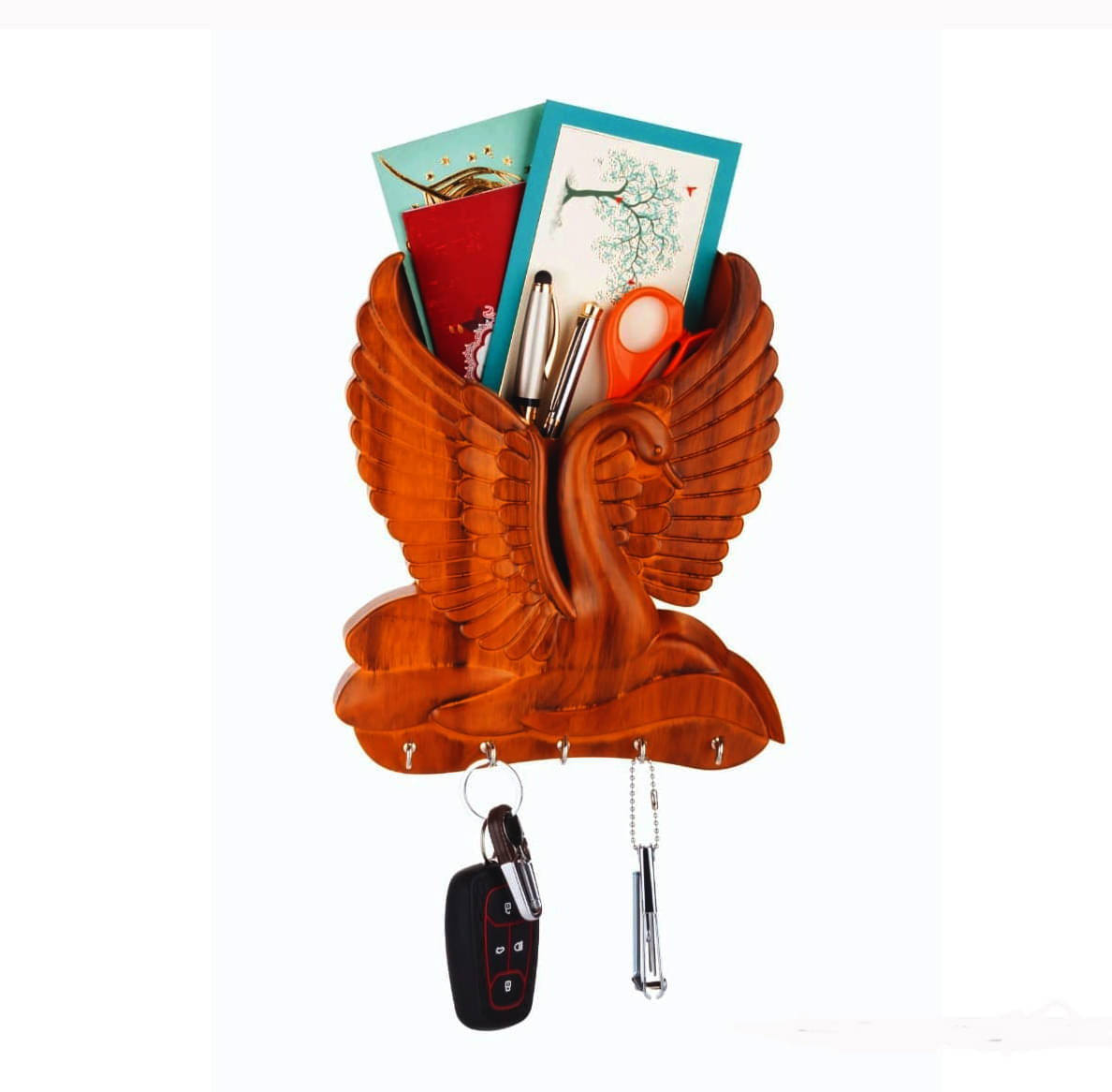     			MultiPerpose Key Holder with Mobile Stand with 5 Hooks - Duck Design Key Holder with Mobile Stand, ooden Key Holder for Decor Home, Key Holders for Living Room