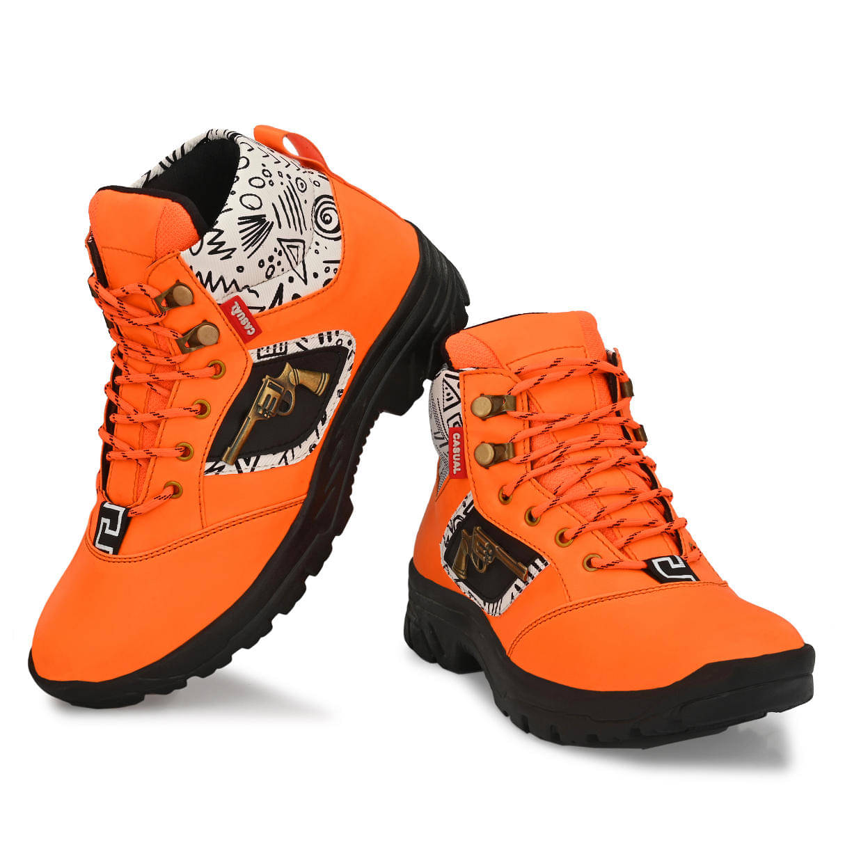     			Neakser Orange Men's Casual Boots