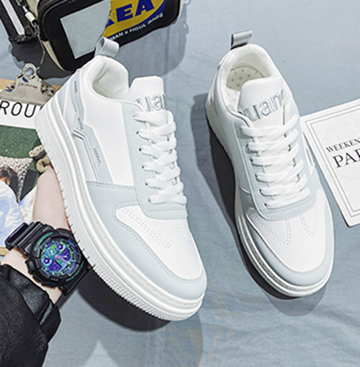     			Neakser Stylish White Men's Sneakers