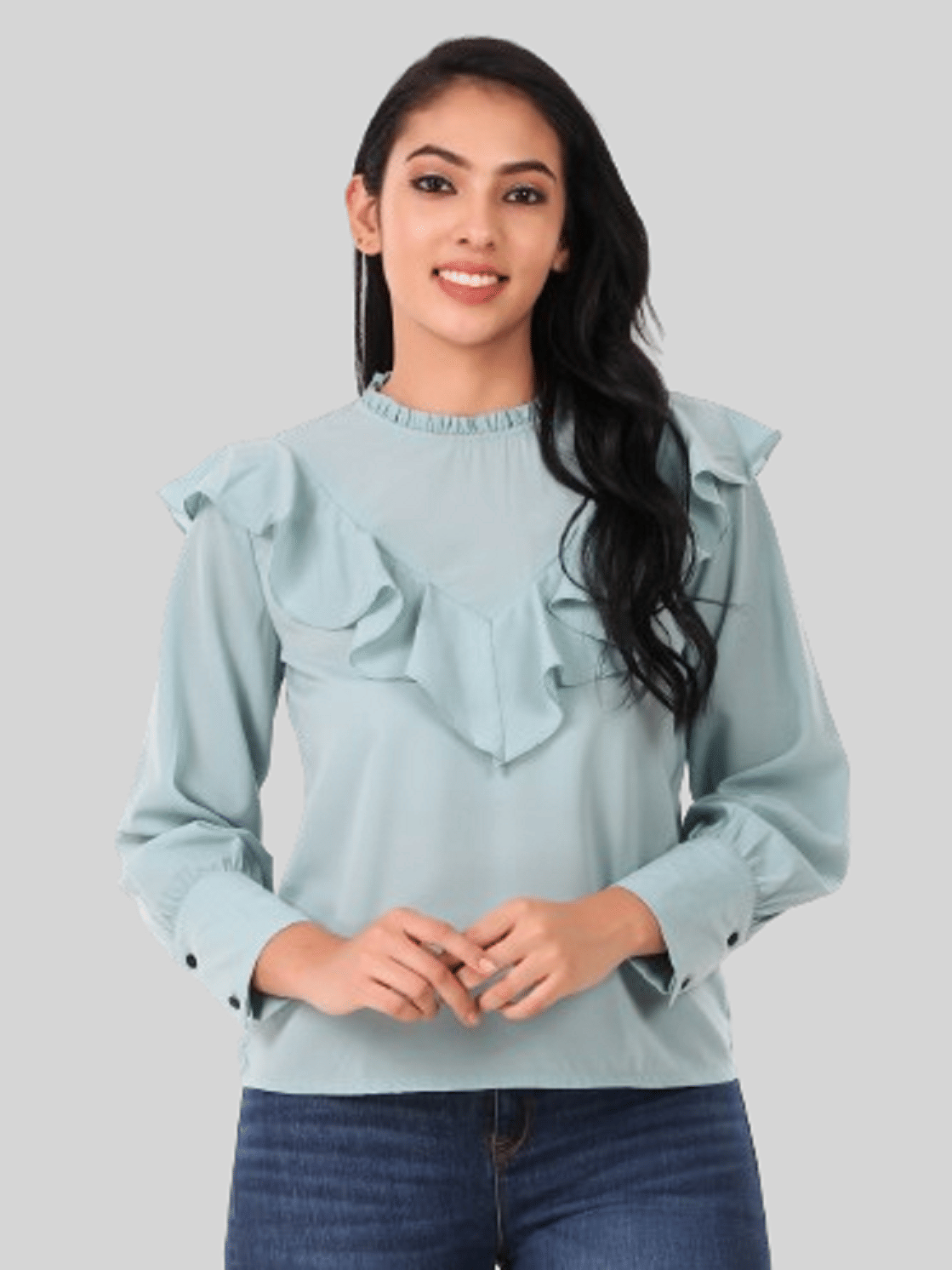 PRIJHON Women's Crepe Regular Top ( Green ) PRIJHON Women's Crepe Regular Top ( Green )