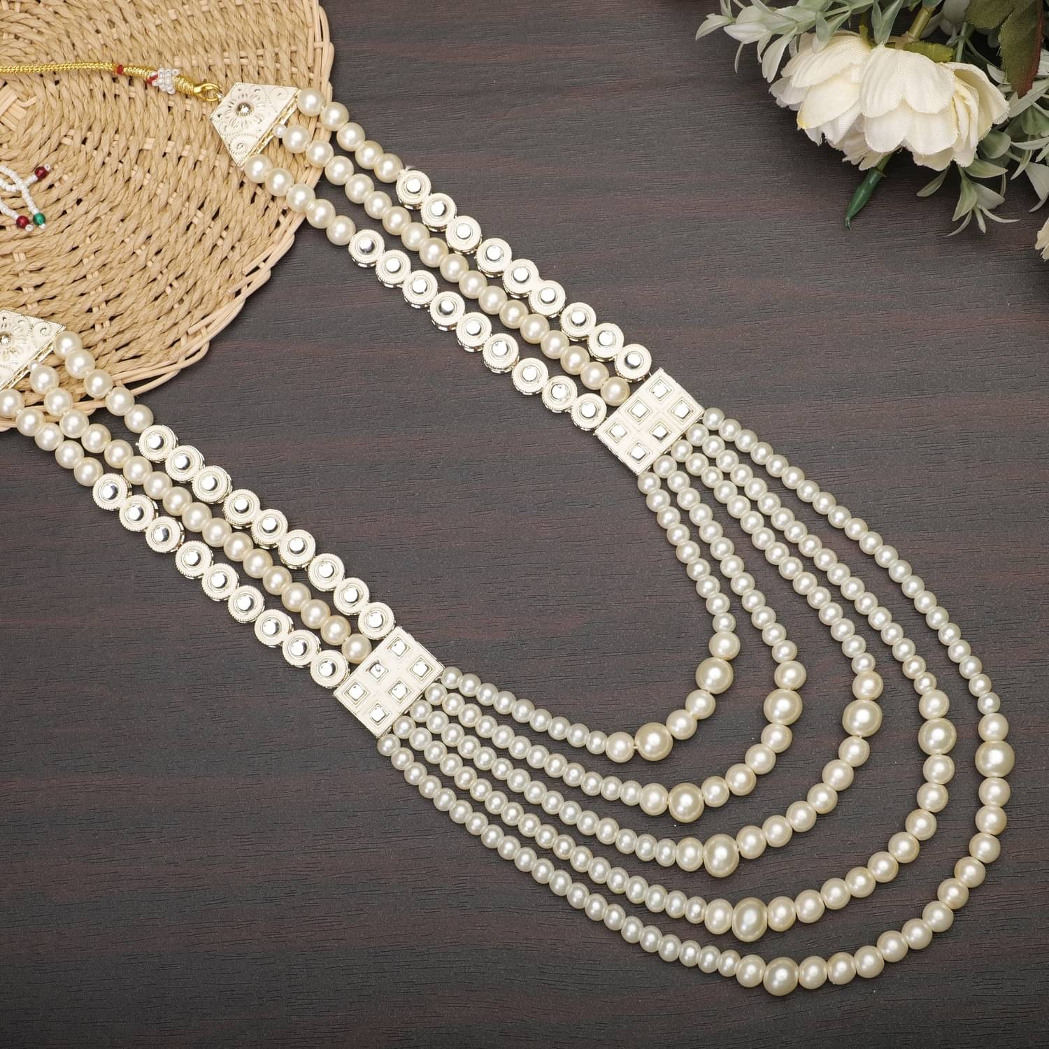    			Pearl-Beaded Dulha Moti Mala Haar Necklace