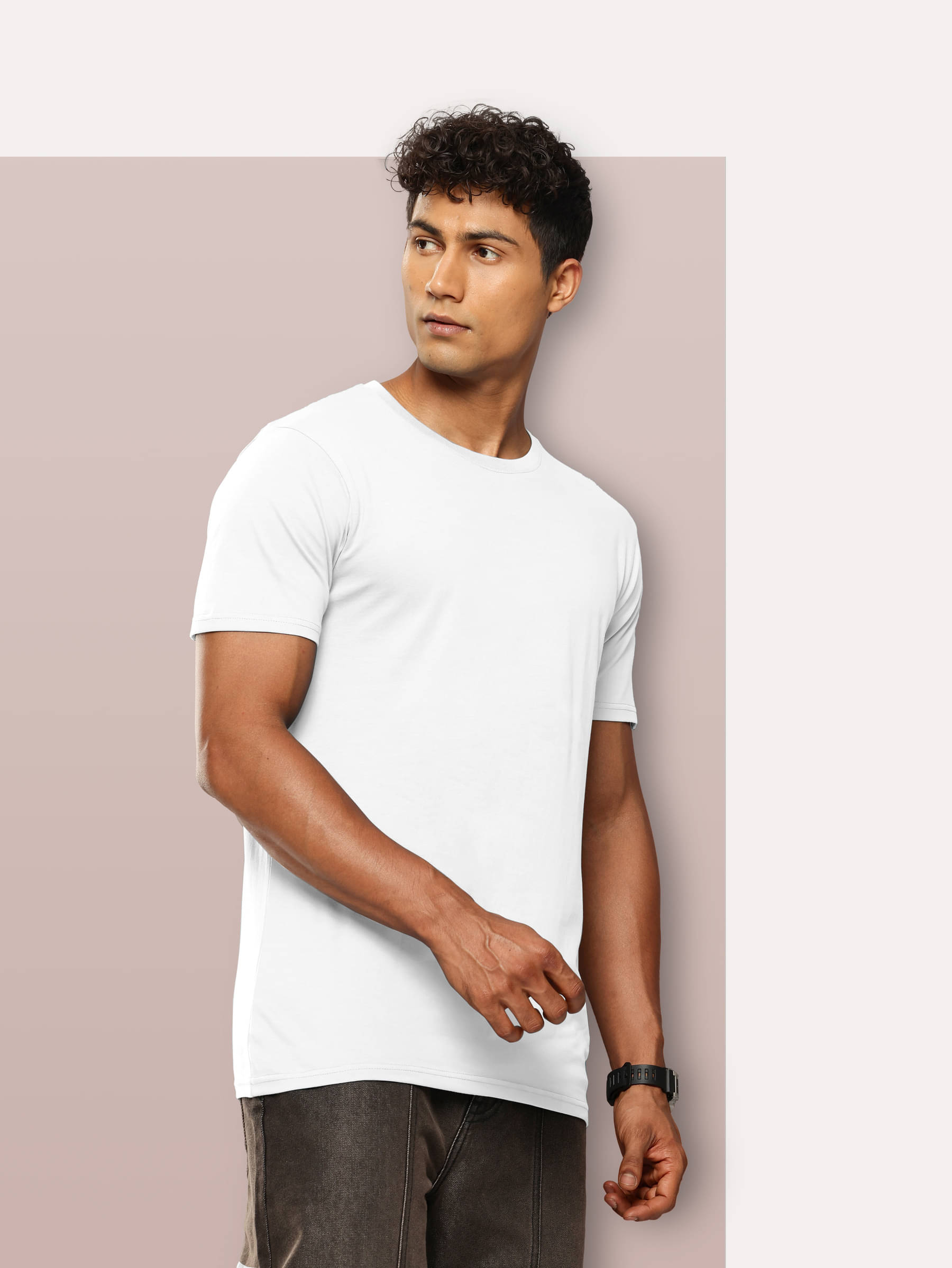 QCUT Men Cotton Blend Regular Fit Solid T-Shirt ( White ) QCUT Men Cotton Blend Regular Fit Solid T-Shirt ( White )