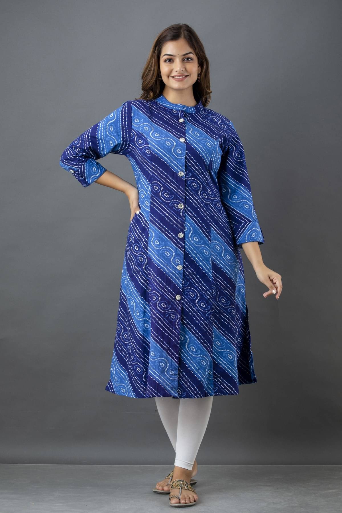     			Ropa De Moda Women Cotton Printed A-line Kurti ( Blue )